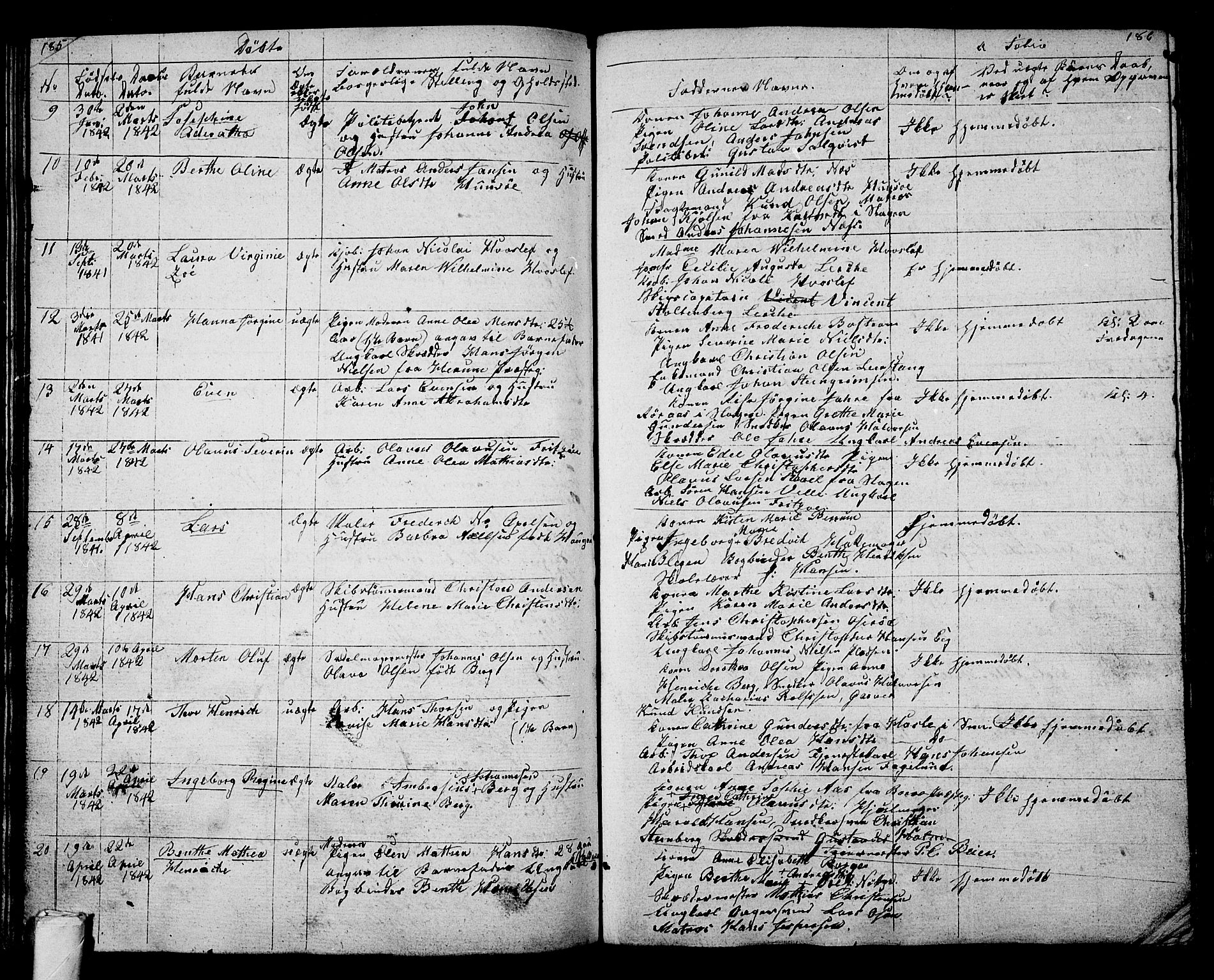 Tønsberg kirkebøker, AV/SAKO-A-330/G/Ga/L0002: Parish register (copy) no. 2, 1827-1854, p. 185-186