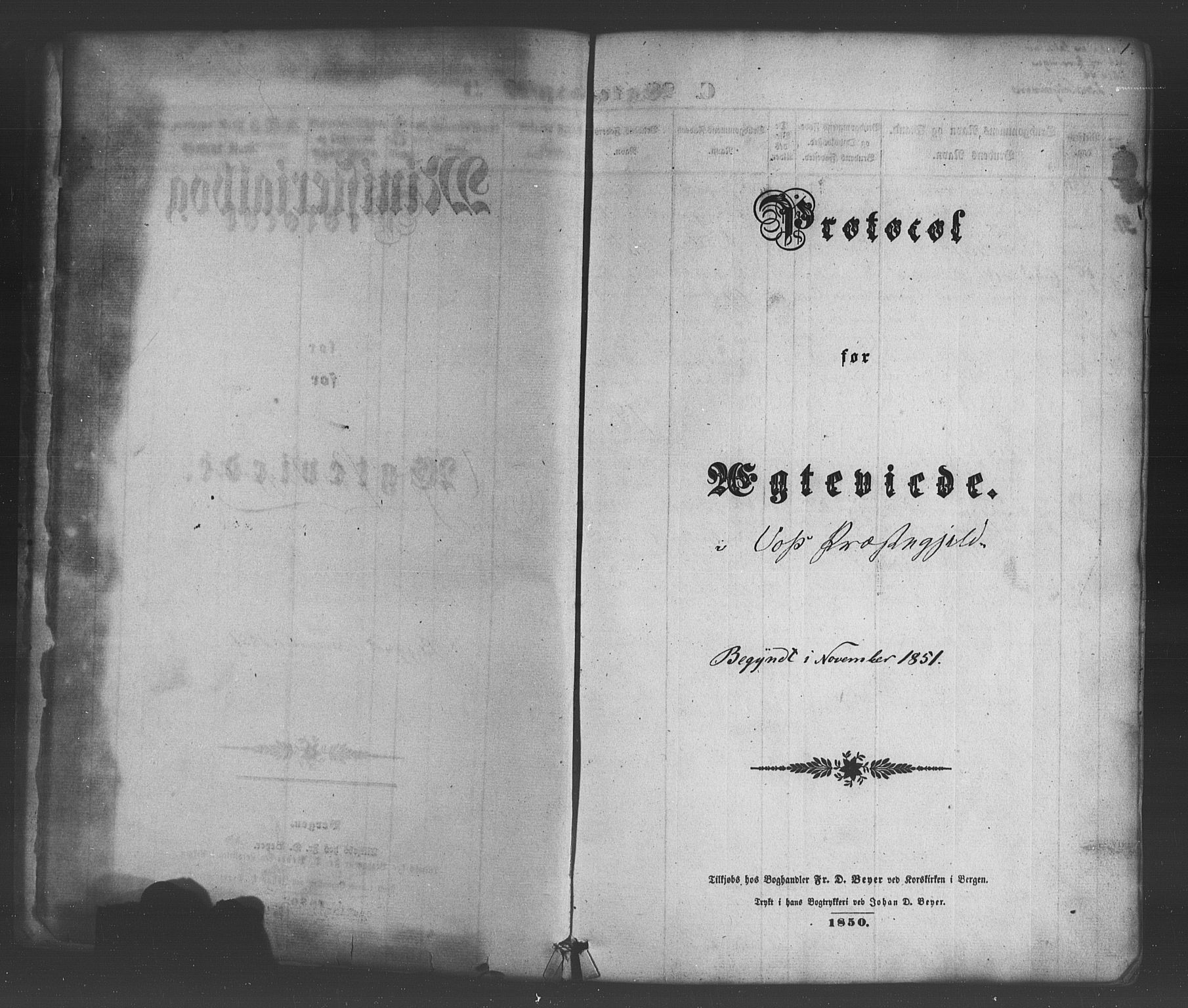 Voss sokneprestembete, SAB/A-79001/H/Haa: Parish register (official) no. A 19, 1851-1886, p. 1