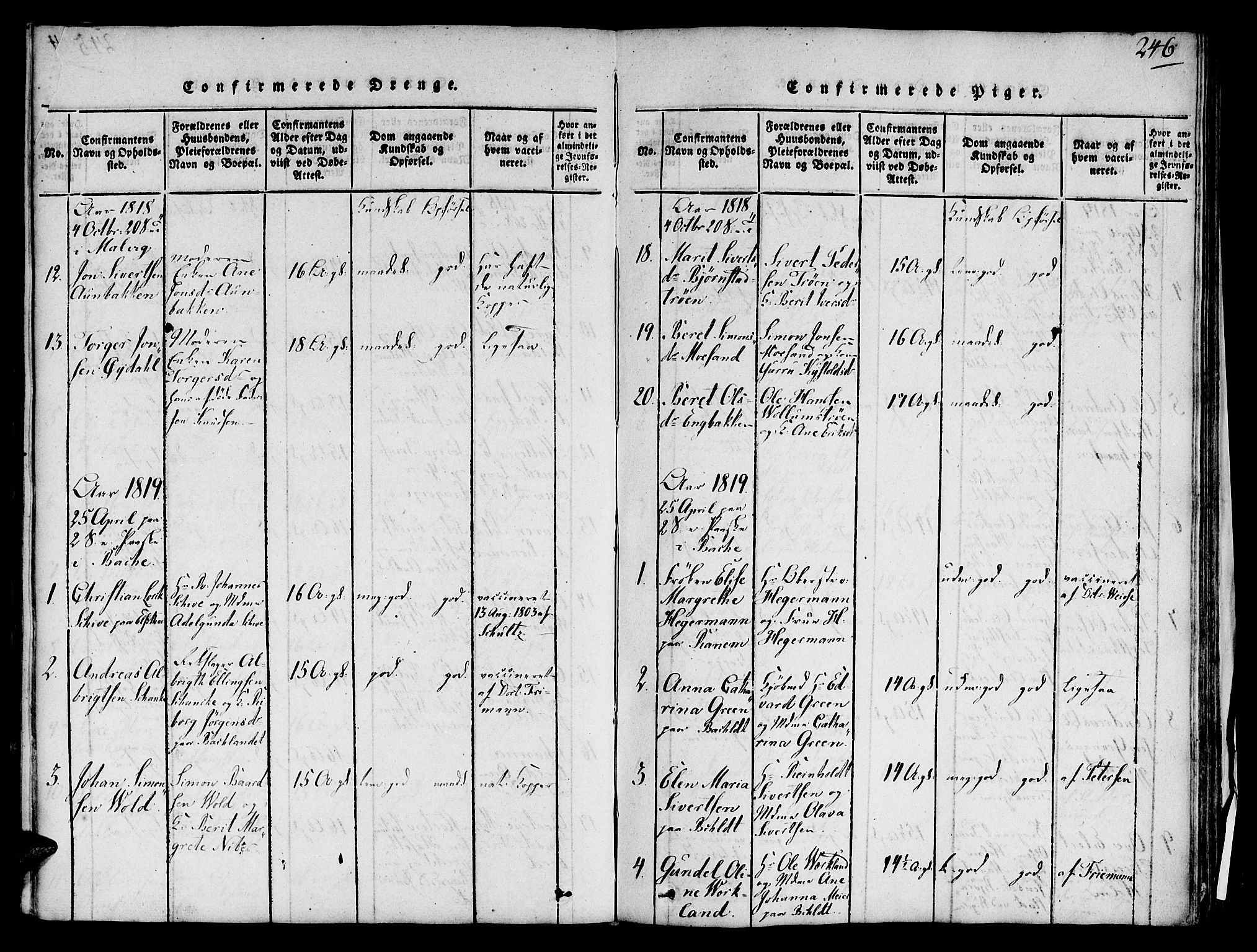 Ministerialprotokoller, klokkerbøker og fødselsregistre - Sør-Trøndelag, SAT/A-1456/606/L0283: Parish register (official) no. 606A03 /1, 1818-1823, p. 246