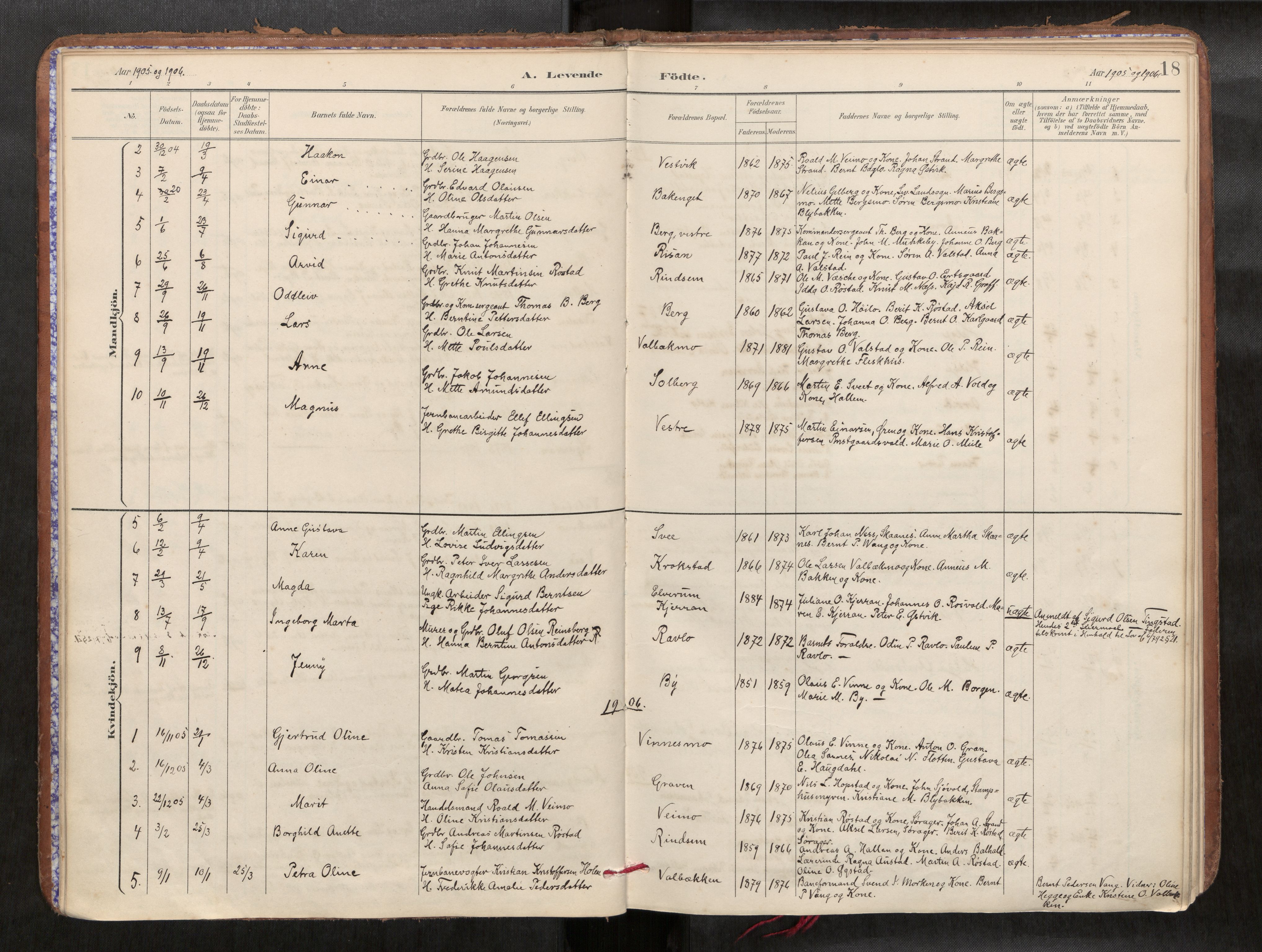 Verdal sokneprestkontor, SAT/A-1156/2/H/Haa/L0002: Parish register (official) no. 2, 1891-1907, p. 18