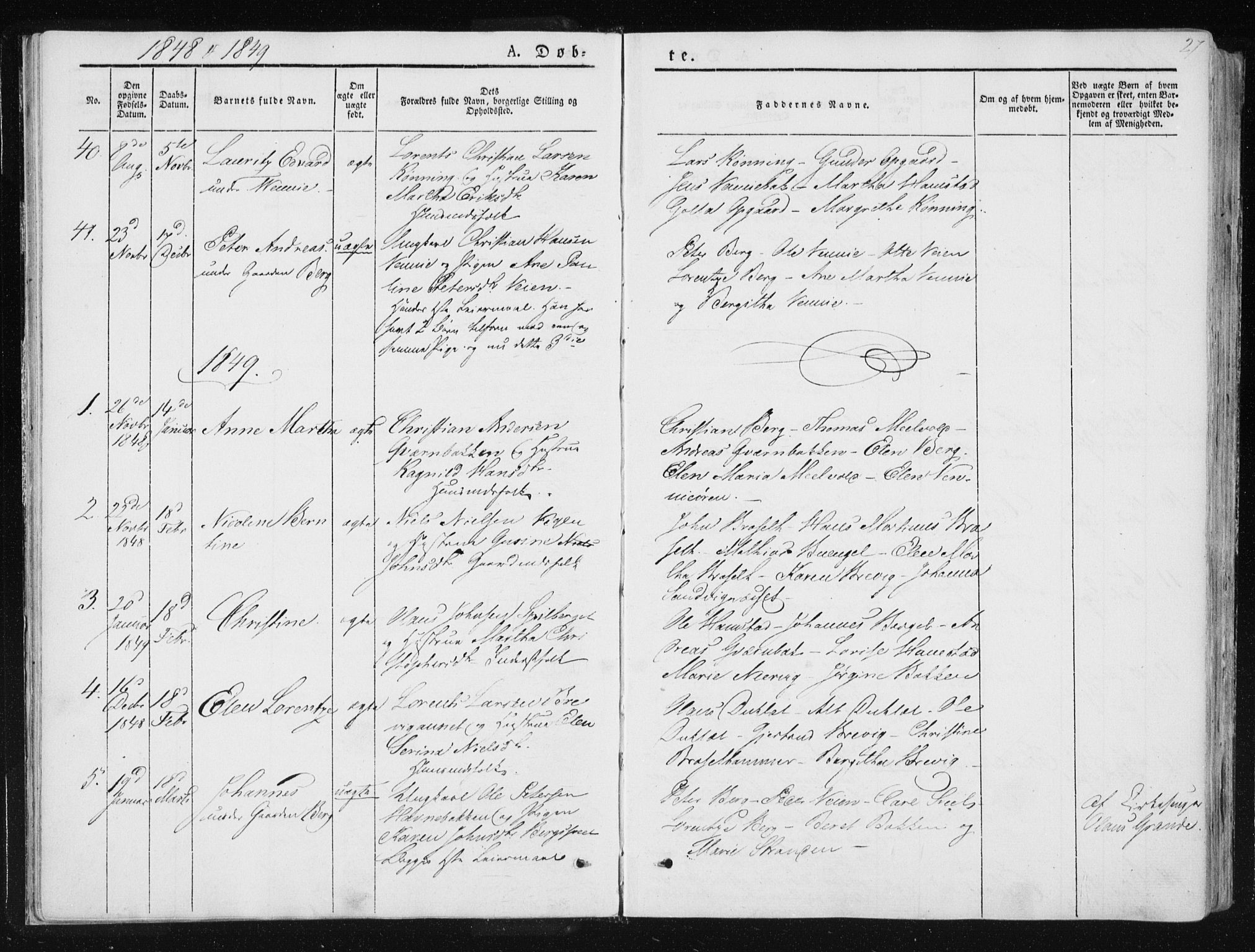 Ministerialprotokoller, klokkerbøker og fødselsregistre - Nord-Trøndelag, SAT/A-1458/733/L0323: Parish register (official) no. 733A02, 1843-1870, p. 27