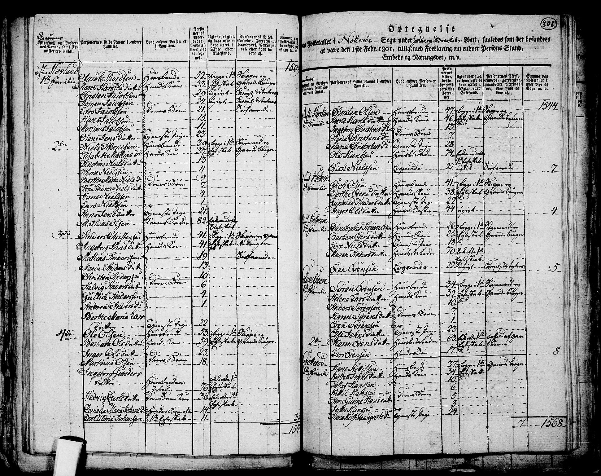 RA, 1801 census for 0722P Nøtterøy, 1801, p. 307b-308a