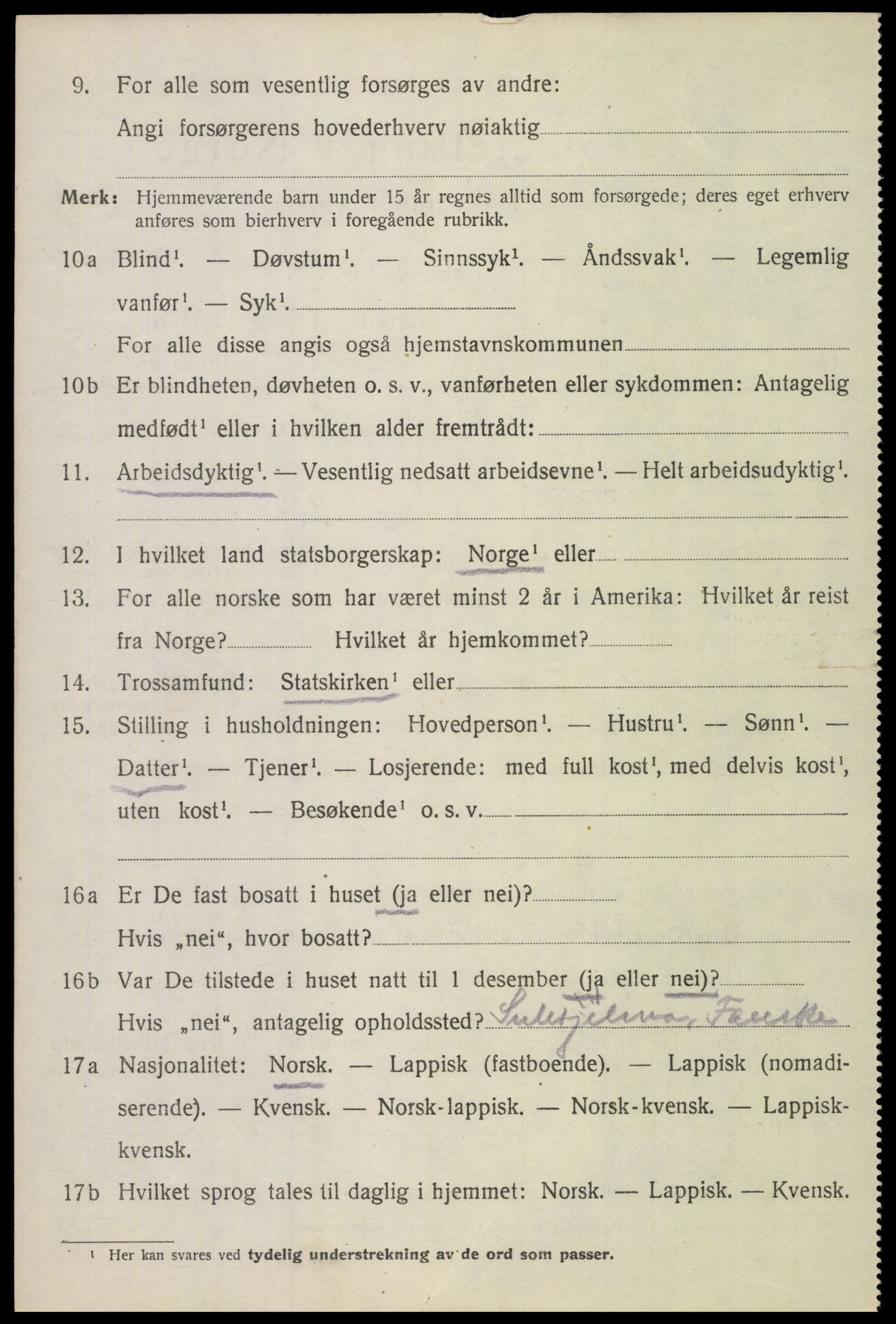 SAT, 1920 census for Skjerstad, 1920, p. 2148