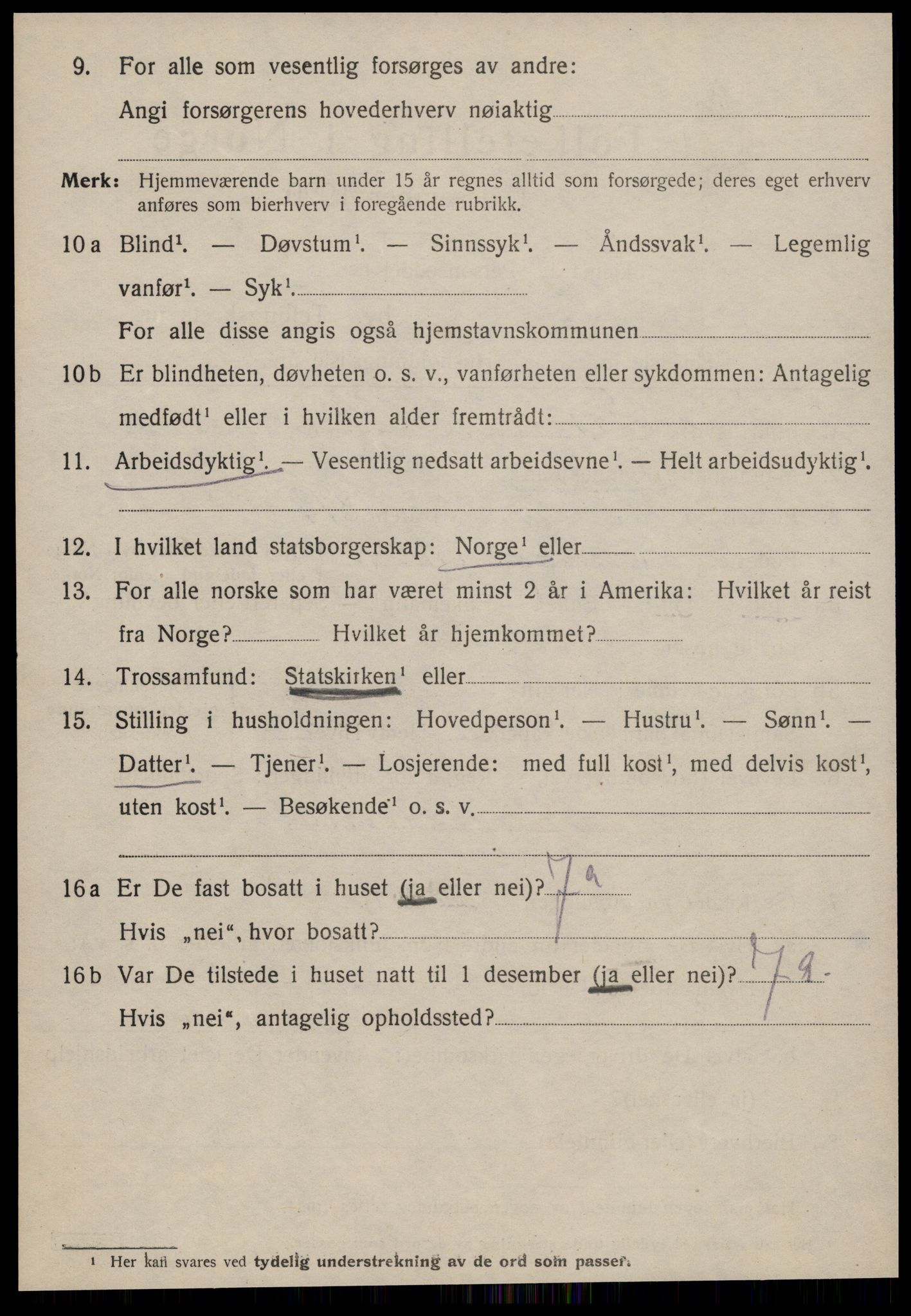 SAT, 1920 census for Kristiansund, 1920, p. 14906