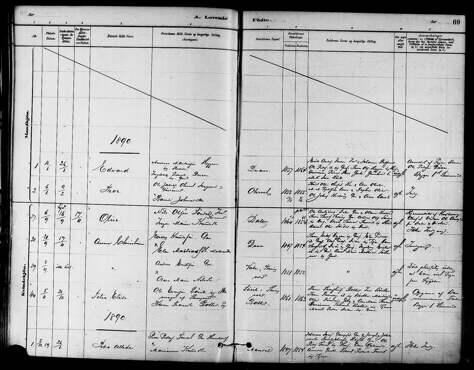 Ministerialprotokoller, klokkerbøker og fødselsregistre - Møre og Romsdal, SAT/A-1454/584/L0967: Parish register (official) no. 584A07, 1879-1894, p. 69