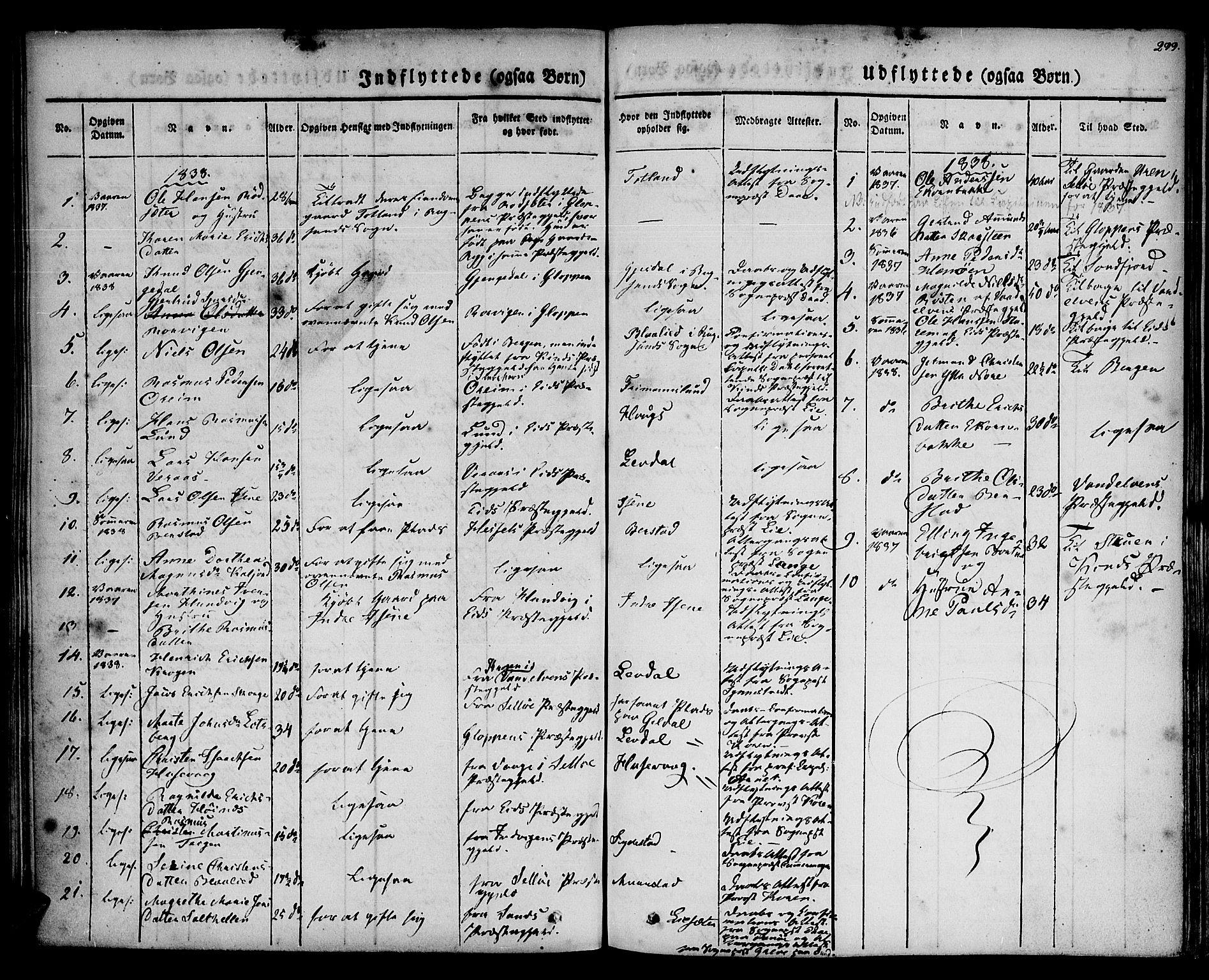 Davik sokneprestembete, AV/SAB-A-79701/H/Haa/Haaa/L0004: Parish register (official) no. A 4, 1830-1849, p. 299