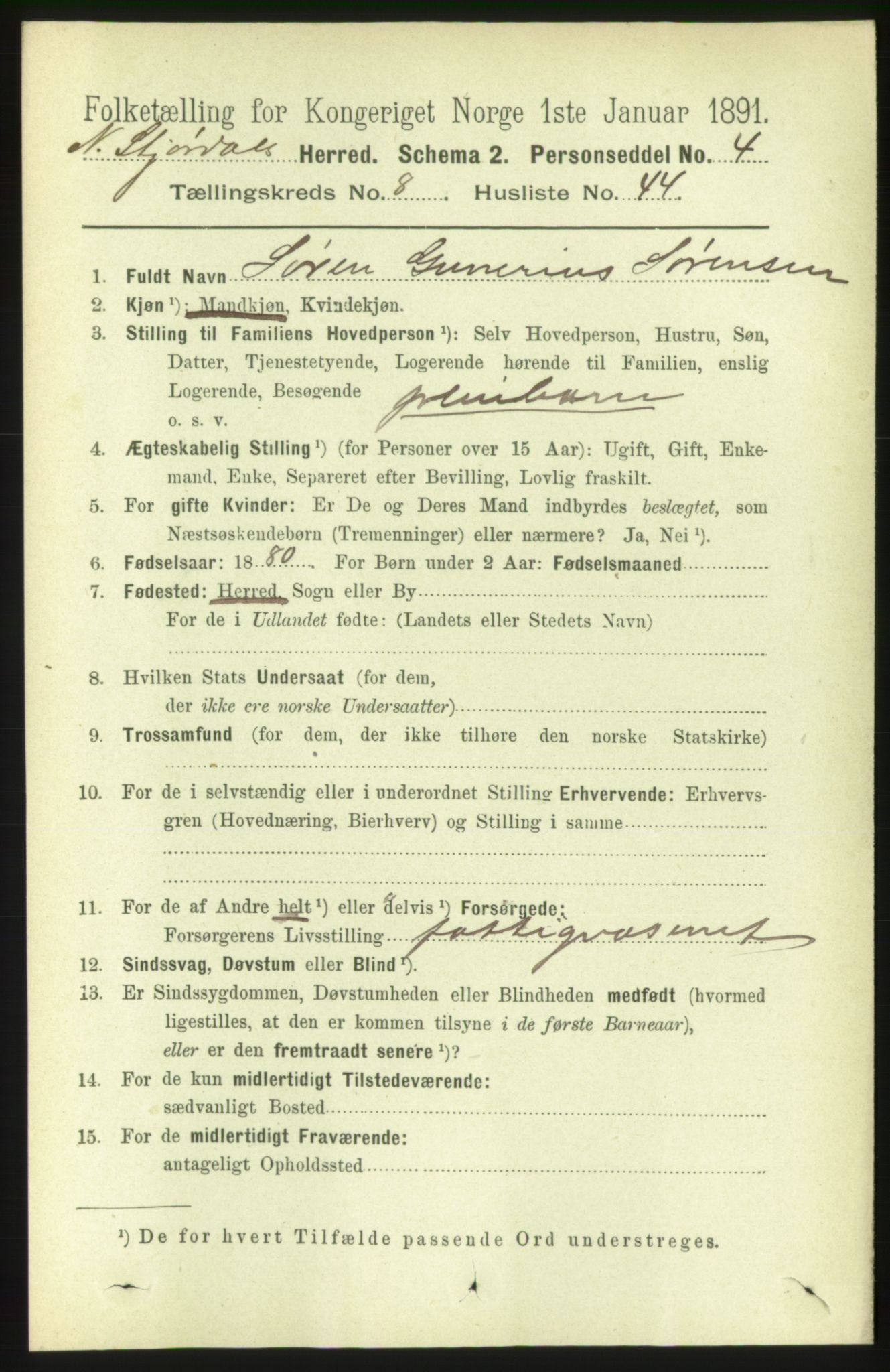 RA, 1891 census for 1714 Nedre Stjørdal, 1891, p. 4116