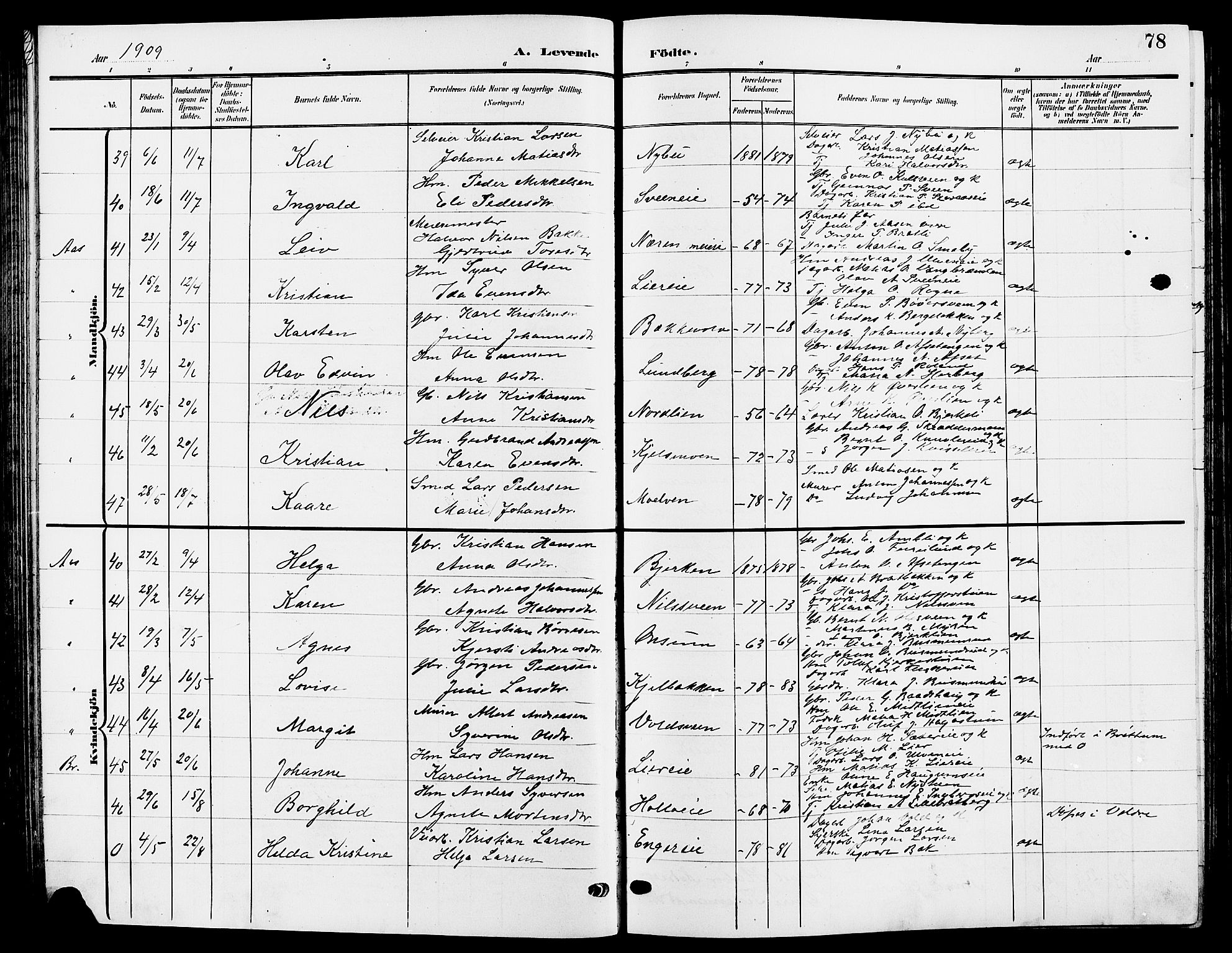 Ringsaker prestekontor, SAH/PREST-014/L/La/L0015: Parish register (copy) no. 15, 1903-1912, p. 78