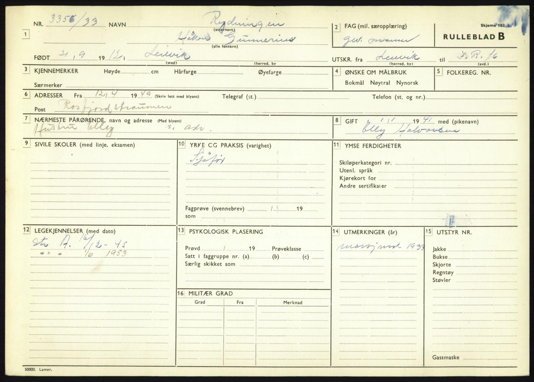 Forsvaret, Troms infanteriregiment nr. 16, AV/RA-RAFA-3146/P/Pa/L0017: Rulleblad for regimentets menige mannskaper, årsklasse 1933, 1933, p. 1123