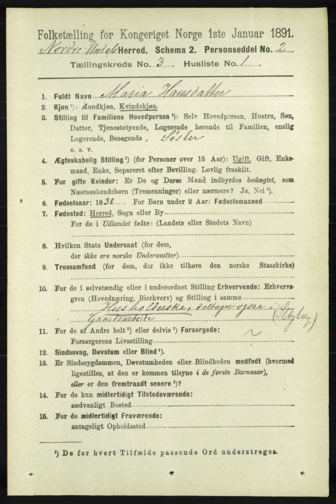 RA, 1891 census for 1028 Nord-Audnedal, 1891, p. 776