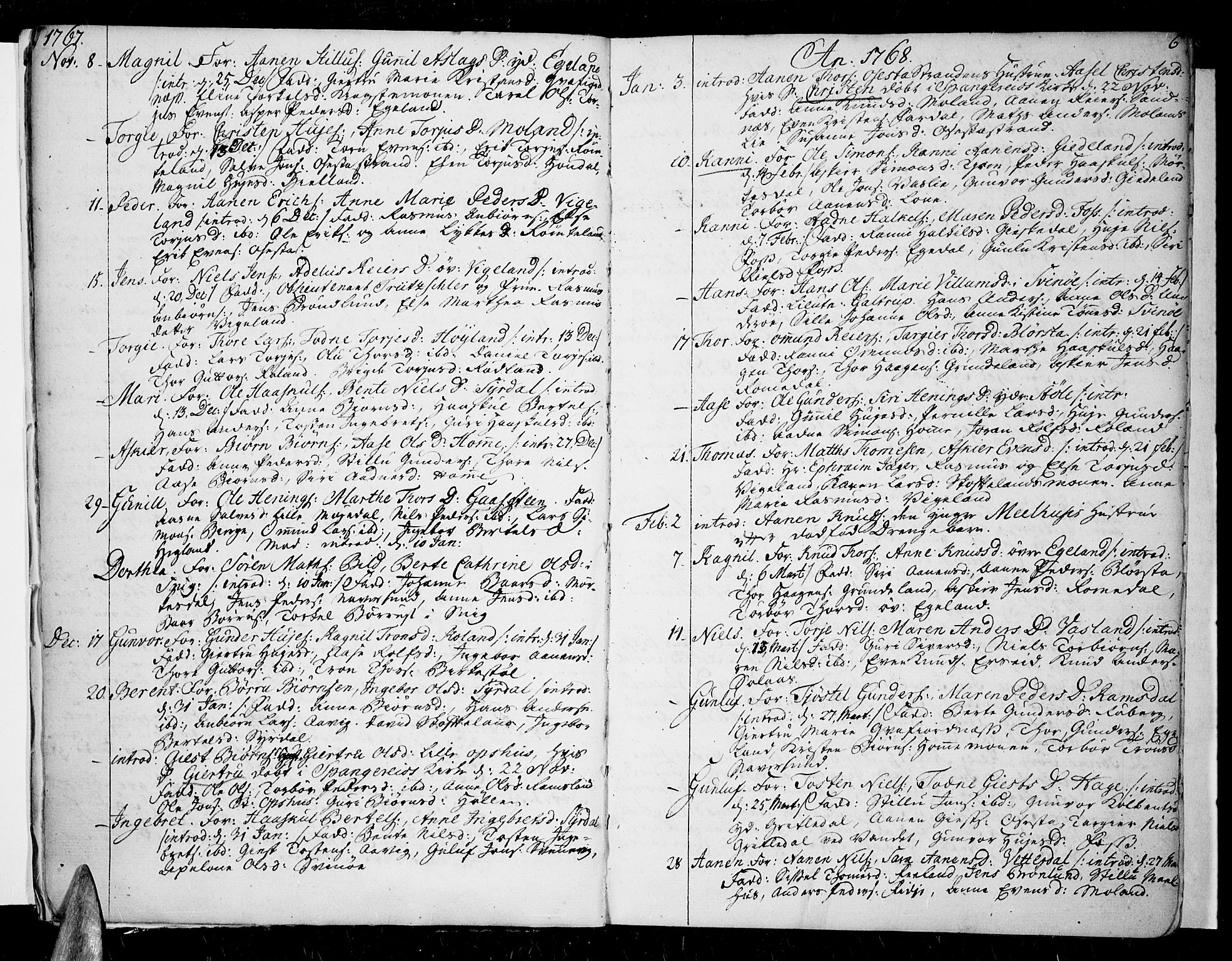 Sør-Audnedal sokneprestkontor, AV/SAK-1111-0039/F/Fa/Fab/L0002: Parish register (official) no. A 2 /1, 1766-1815, p. 6