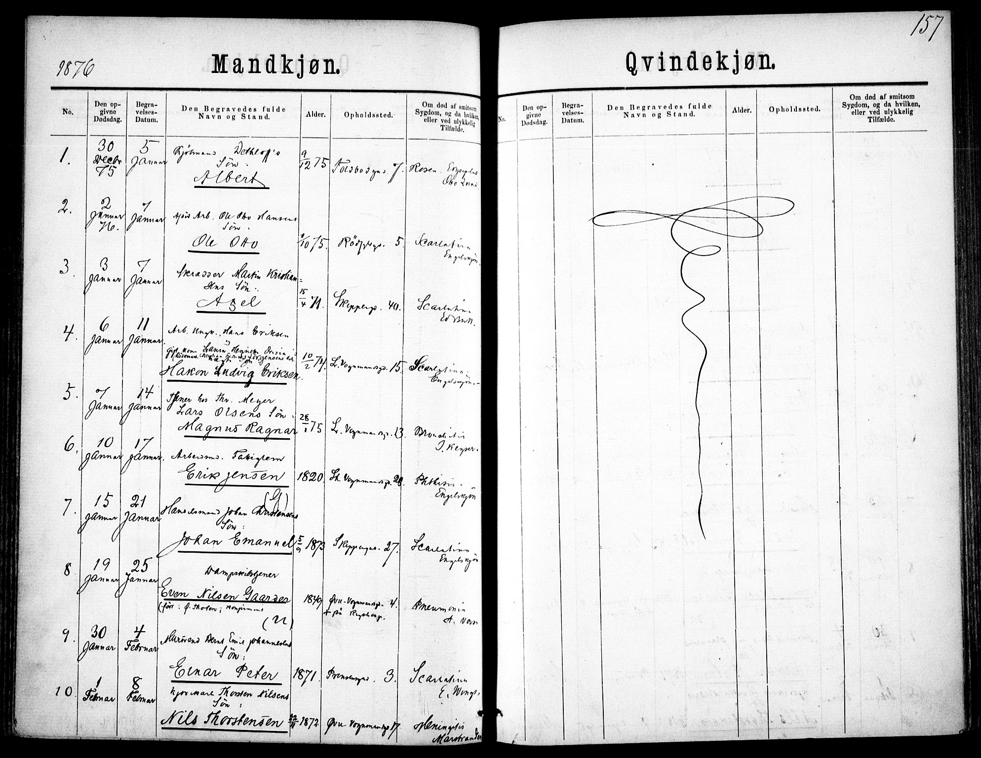 Oslo domkirke Kirkebøker, SAO/A-10752/F/Fa/L0026: Parish register (official) no. 26, 1867-1884, p. 157