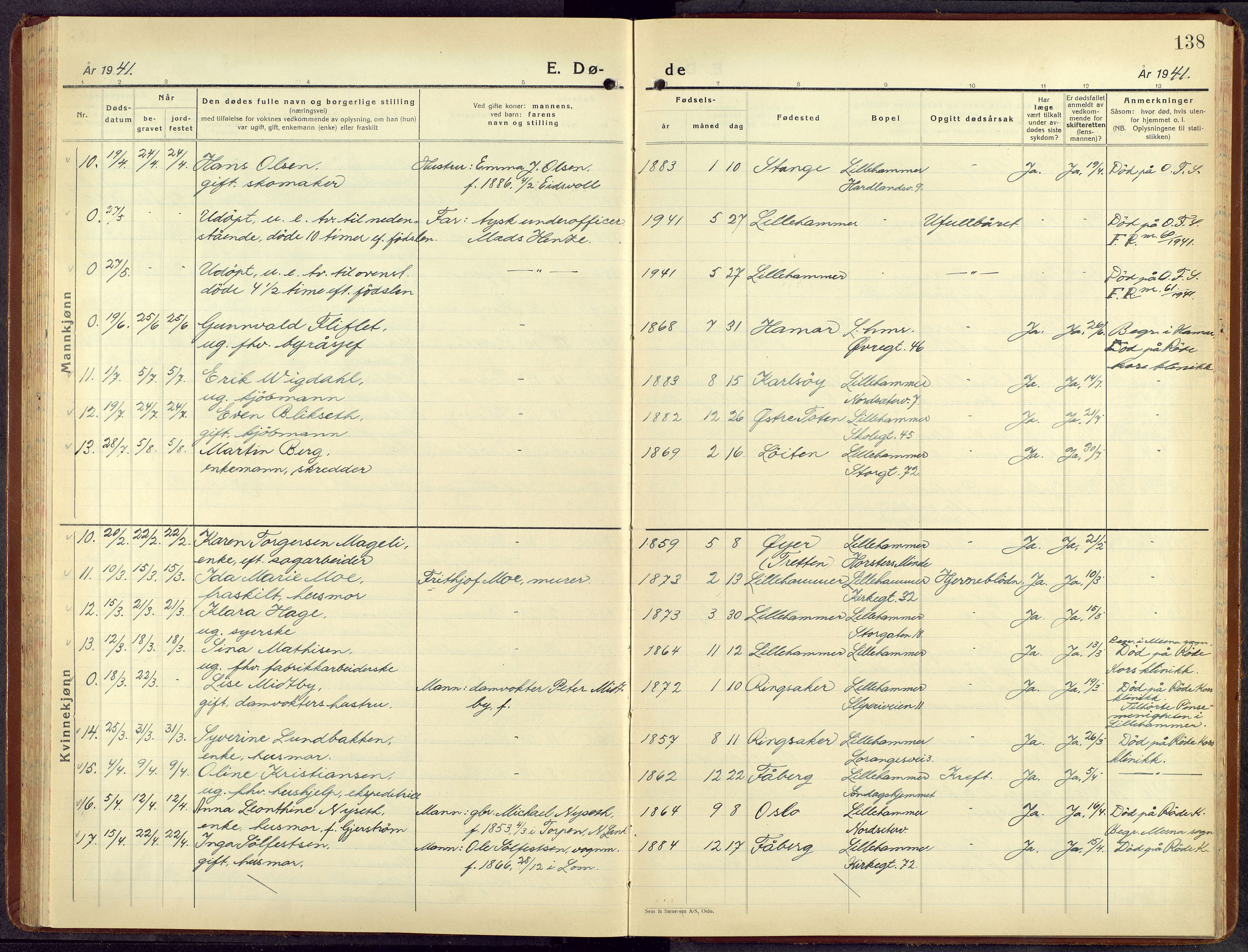 Lillehammer prestekontor, AV/SAH-PREST-088/H/Ha/Hab/L0004: Parish register (copy) no. 4, 1940-1955, p. 138