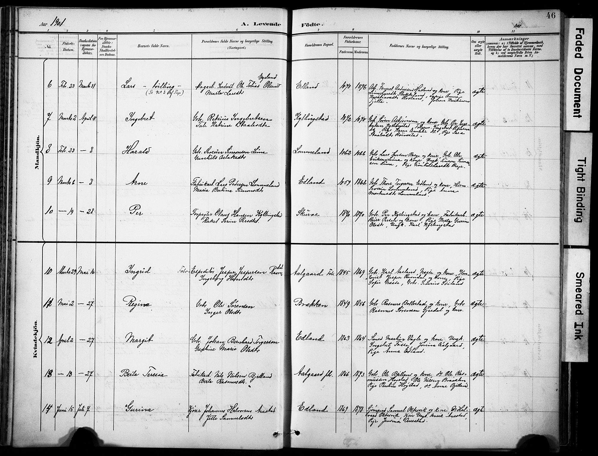 Lye sokneprestkontor, AV/SAST-A-101794/001/30BA/L0012: Parish register (official) no. A 11, 1896-1909, p. 46