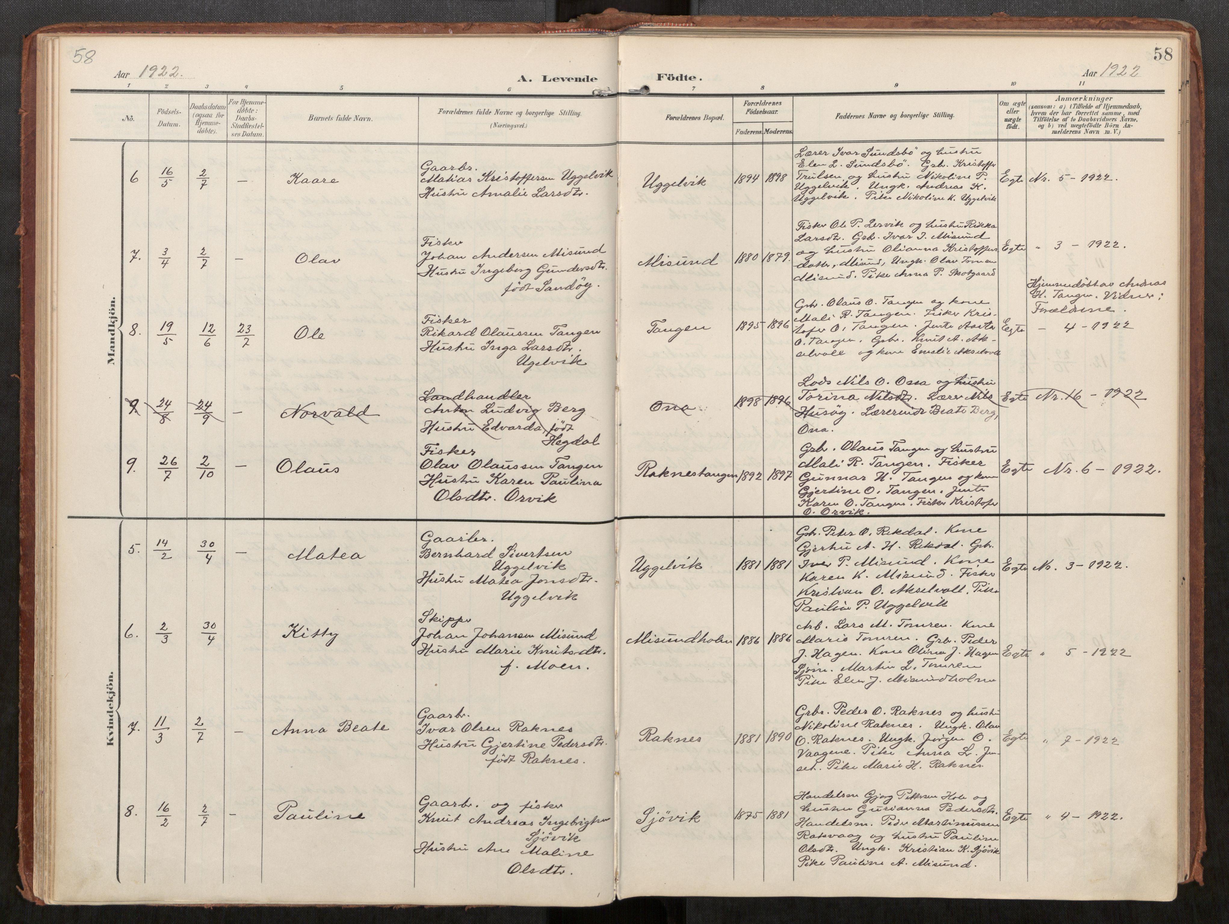 Ministerialprotokoller, klokkerbøker og fødselsregistre - Møre og Romsdal, AV/SAT-A-1454/563/L0740: Parish register (official) no. 563A02, 1903-1923, p. 58