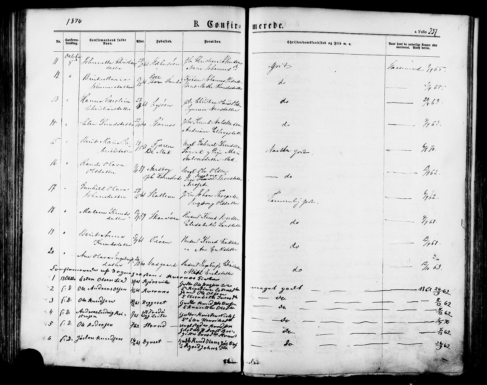 Ministerialprotokoller, klokkerbøker og fødselsregistre - Møre og Romsdal, AV/SAT-A-1454/568/L0805: Parish register (official) no. 568A12 /1, 1869-1884, p. 237