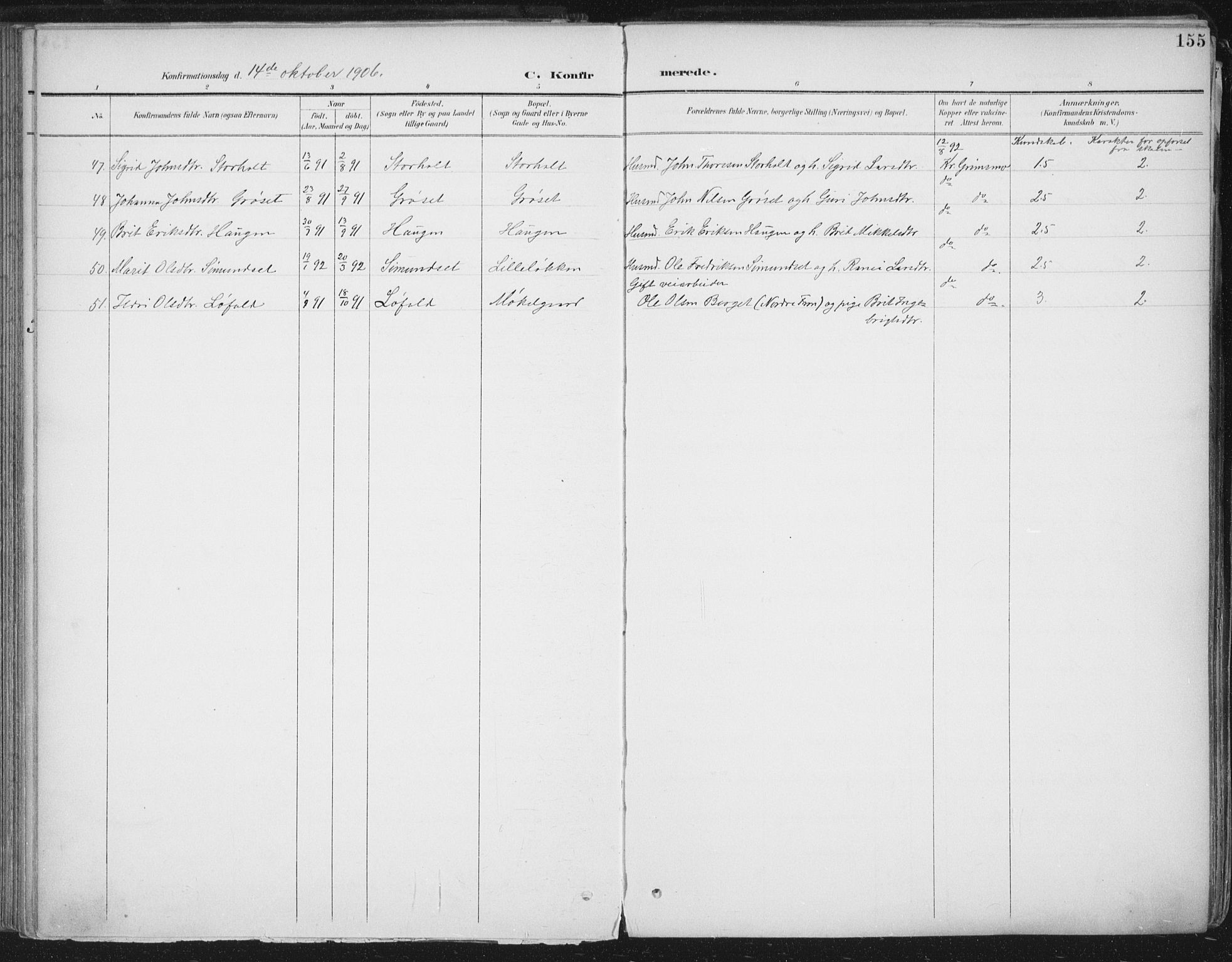 Ministerialprotokoller, klokkerbøker og fødselsregistre - Møre og Romsdal, AV/SAT-A-1454/598/L1072: Parish register (official) no. 598A06, 1896-1910, p. 155