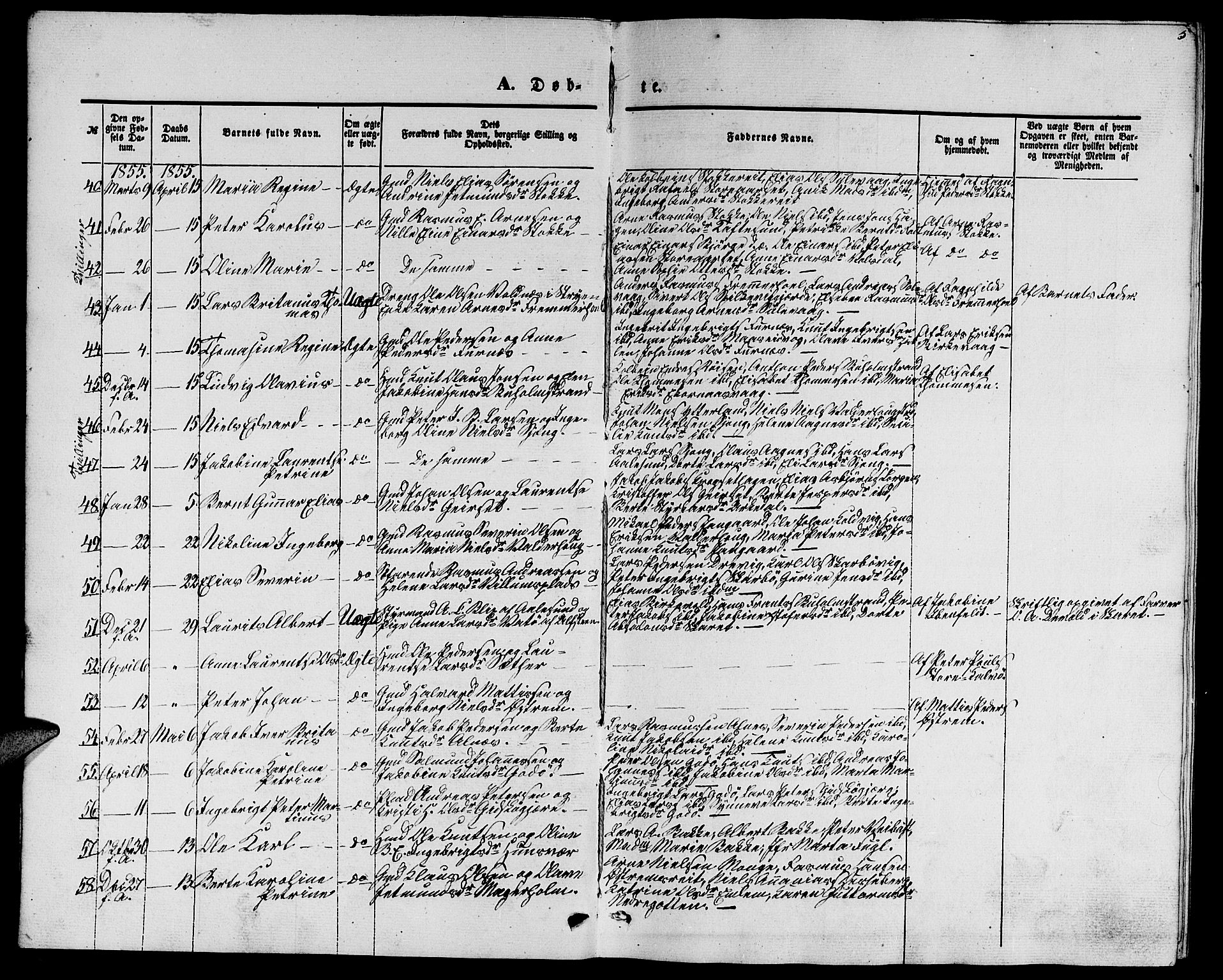 Ministerialprotokoller, klokkerbøker og fødselsregistre - Møre og Romsdal, AV/SAT-A-1454/528/L0427: Parish register (copy) no. 528C08, 1855-1864, p. 5