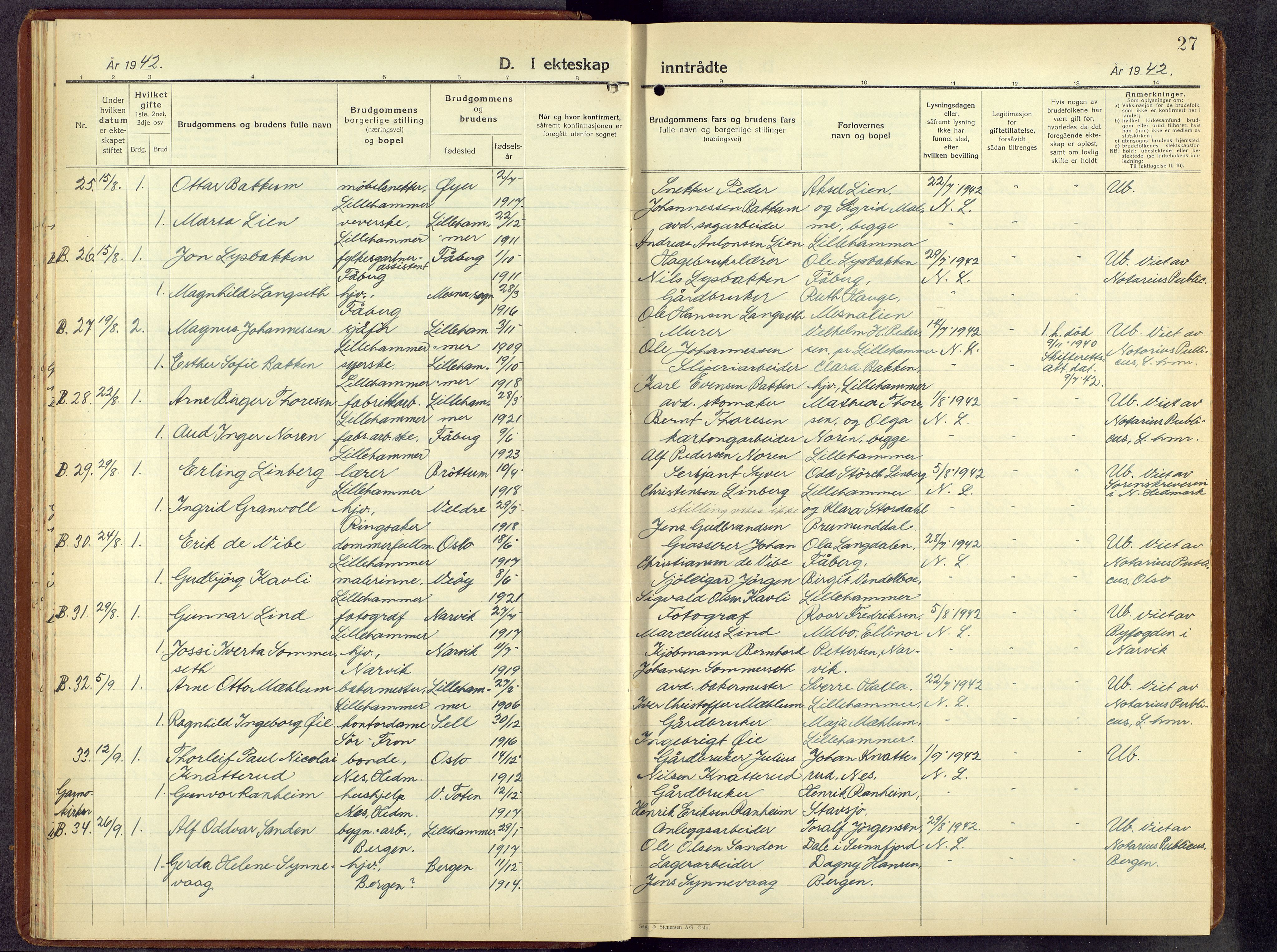 Lillehammer prestekontor, AV/SAH-PREST-088/H/Ha/Hab/L0004: Parish register (copy) no. 4, 1940-1955, p. 27