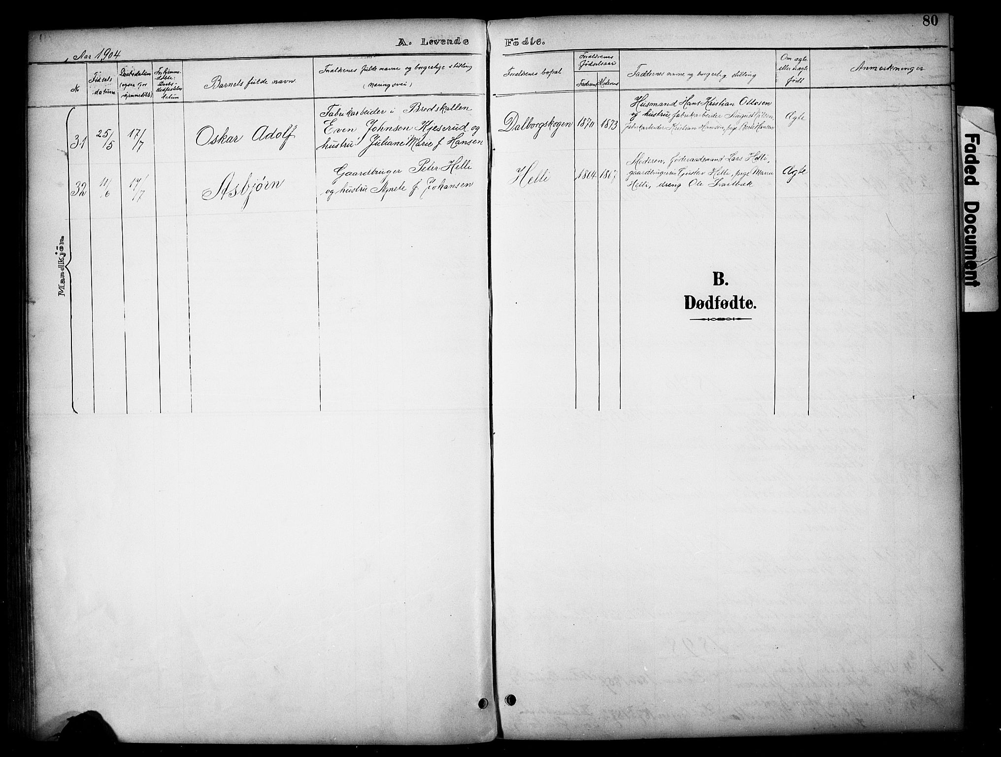 Vardal prestekontor, SAH/PREST-100/H/Ha/Haa/L0012: Parish register (official) no. 12, 1893-1904, p. 80