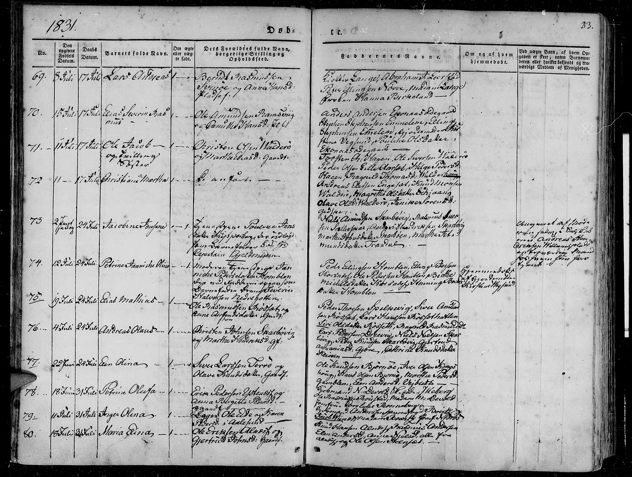 Ministerialprotokoller, klokkerbøker og fødselsregistre - Møre og Romsdal, AV/SAT-A-1454/528/L0395: Parish register (official) no. 528A06, 1828-1839, p. 33