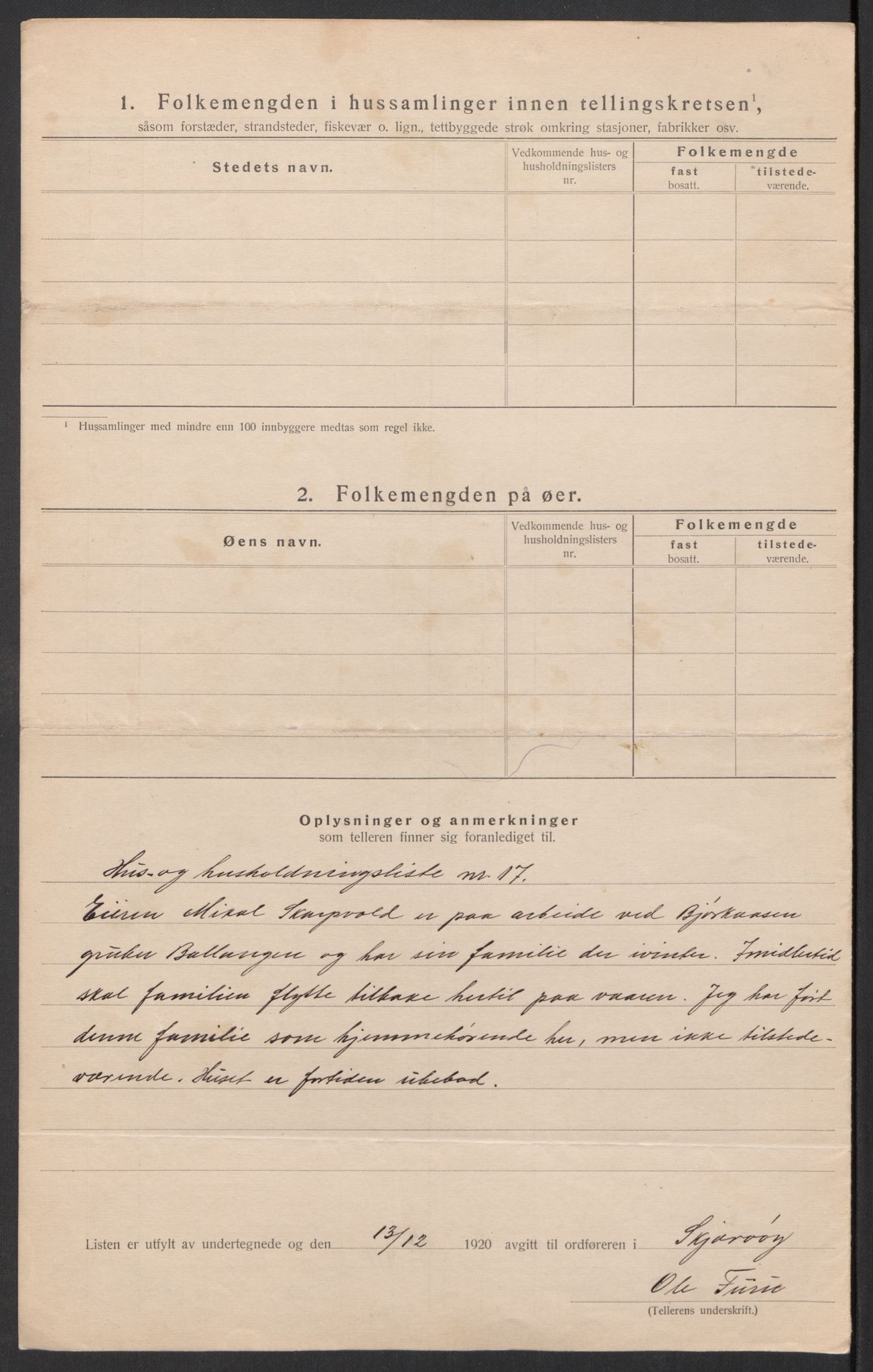 SATØ, 1920 census for Skjervøy, 1920, p. 14