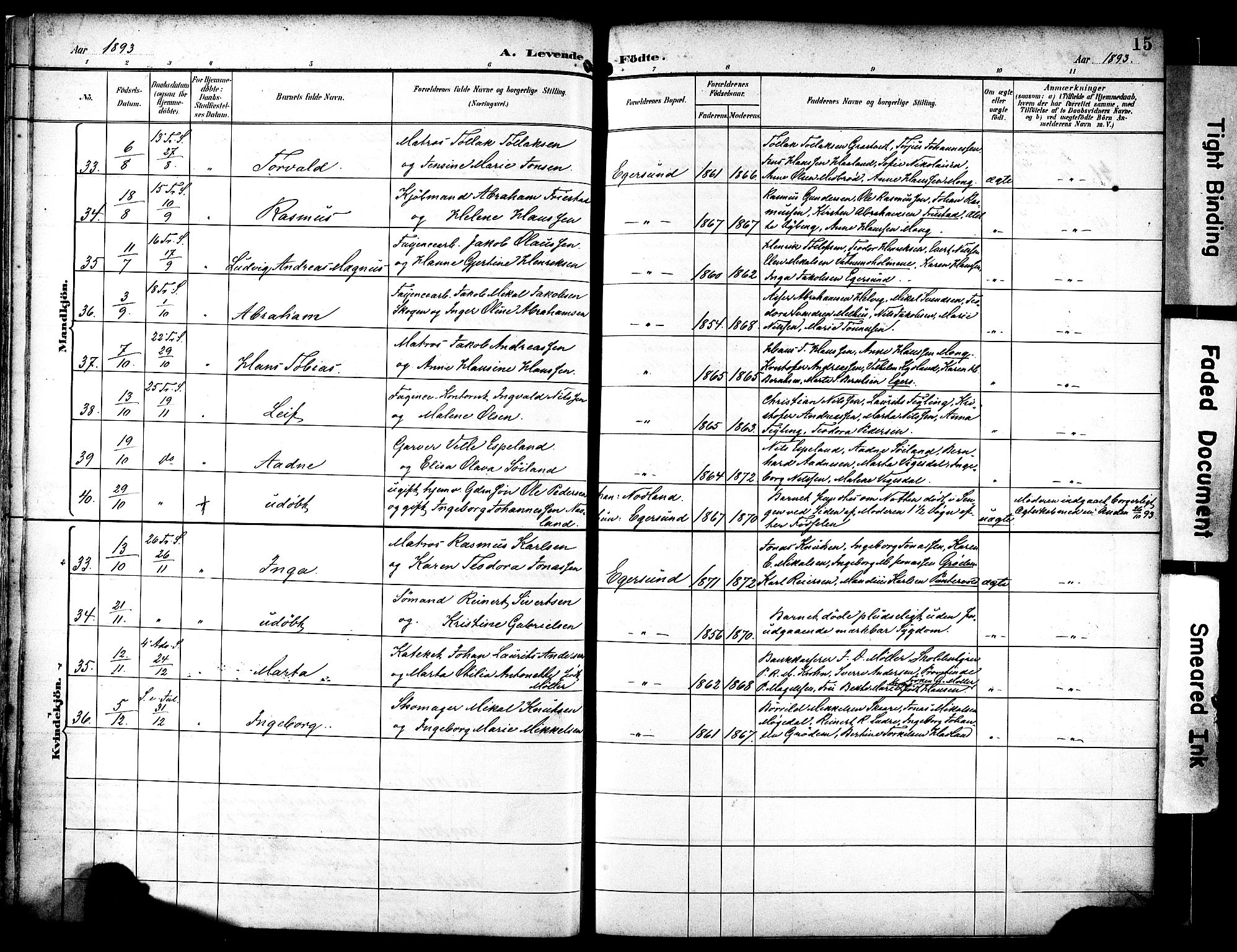 Eigersund sokneprestkontor, AV/SAST-A-101807/S08/L0019: Parish register (official) no. A 18, 1892-1905, p. 15