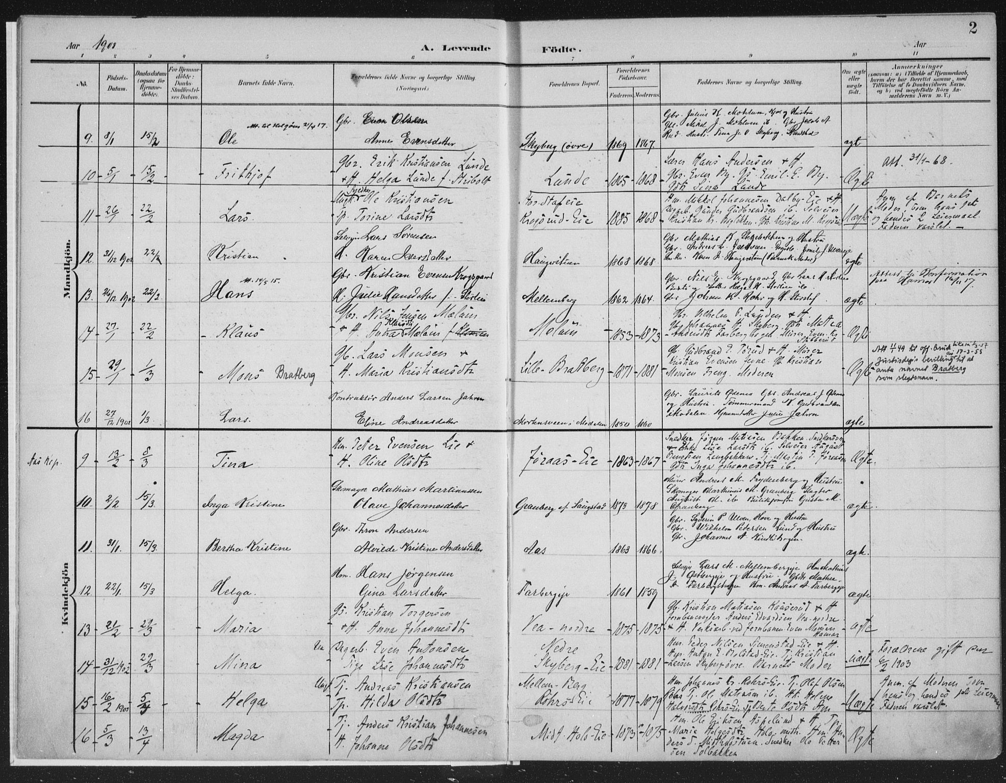 Ringsaker prestekontor, AV/SAH-PREST-014/K/Ka/L0018: Parish register (official) no. 18, 1903-1912, p. 2