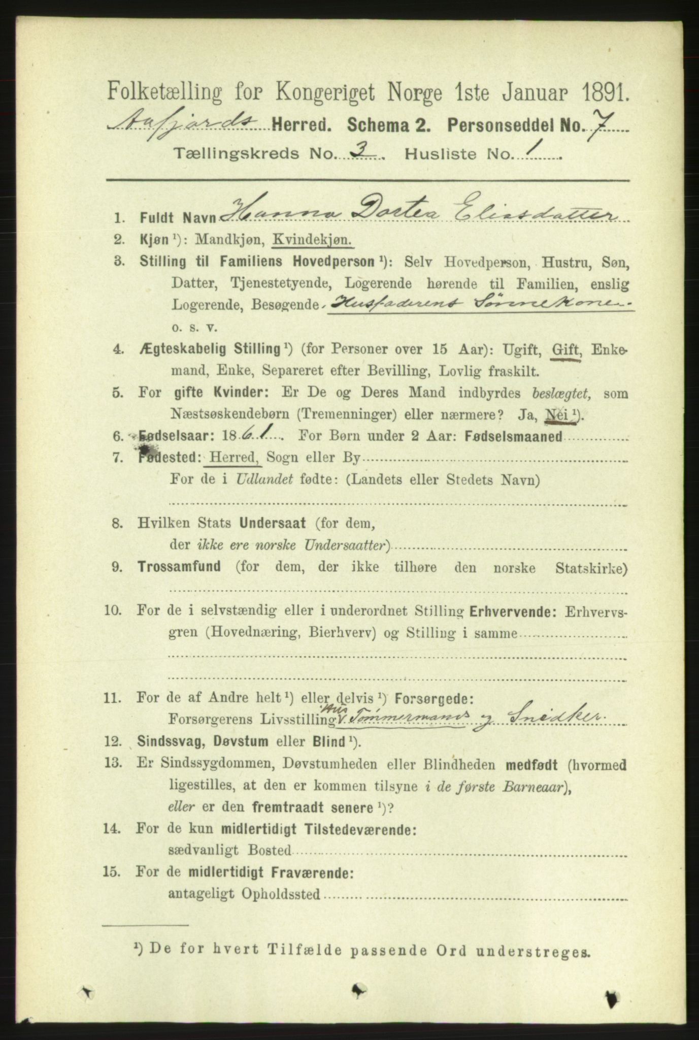 RA, 1891 census for 1630 Åfjord, 1891, p. 578