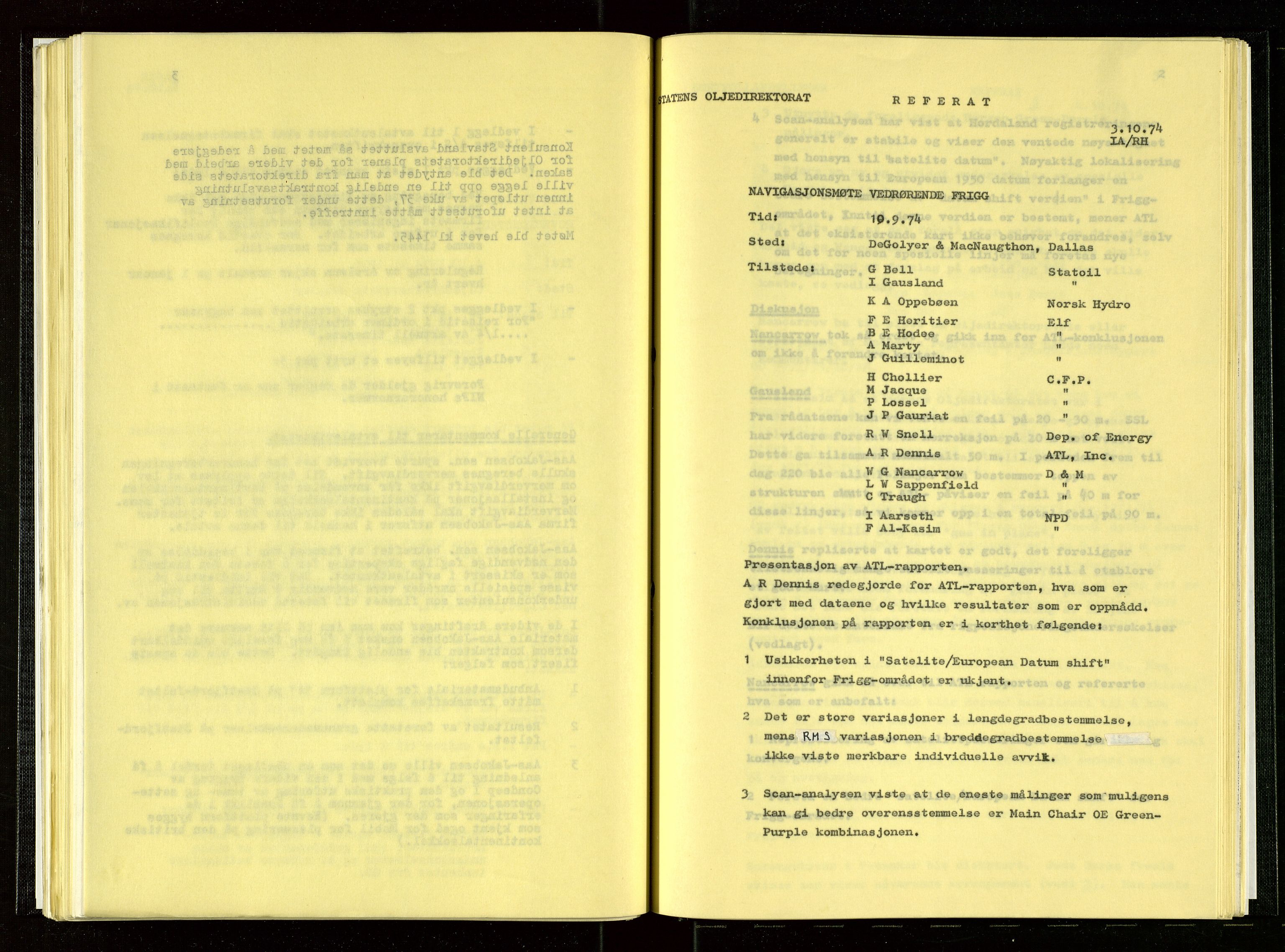 Oljedirektoratet, AV/SAST-A-101366/Aa/L0003: Referatprotokoller, 1974