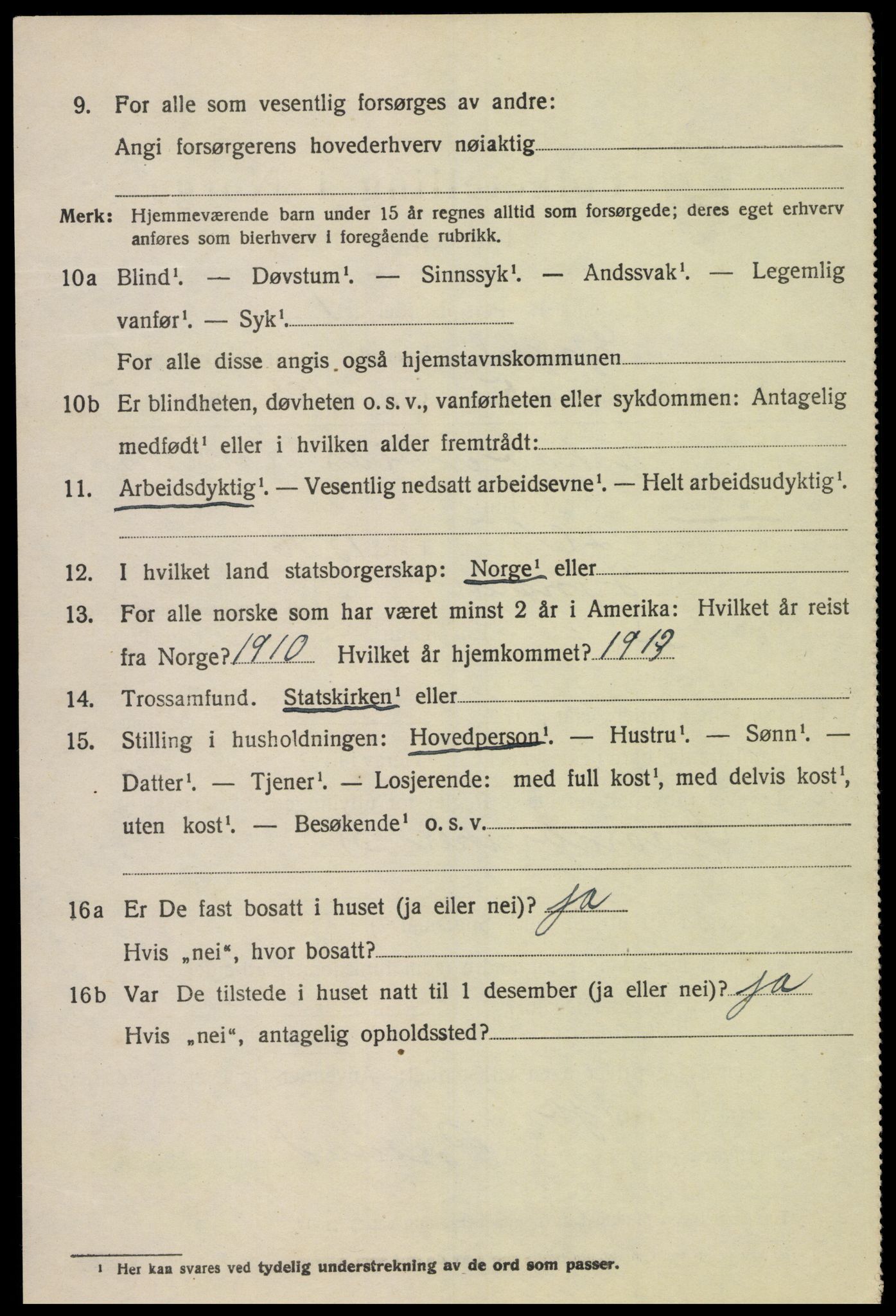 SAK, 1920 census for Lyngdal, 1920, p. 5332