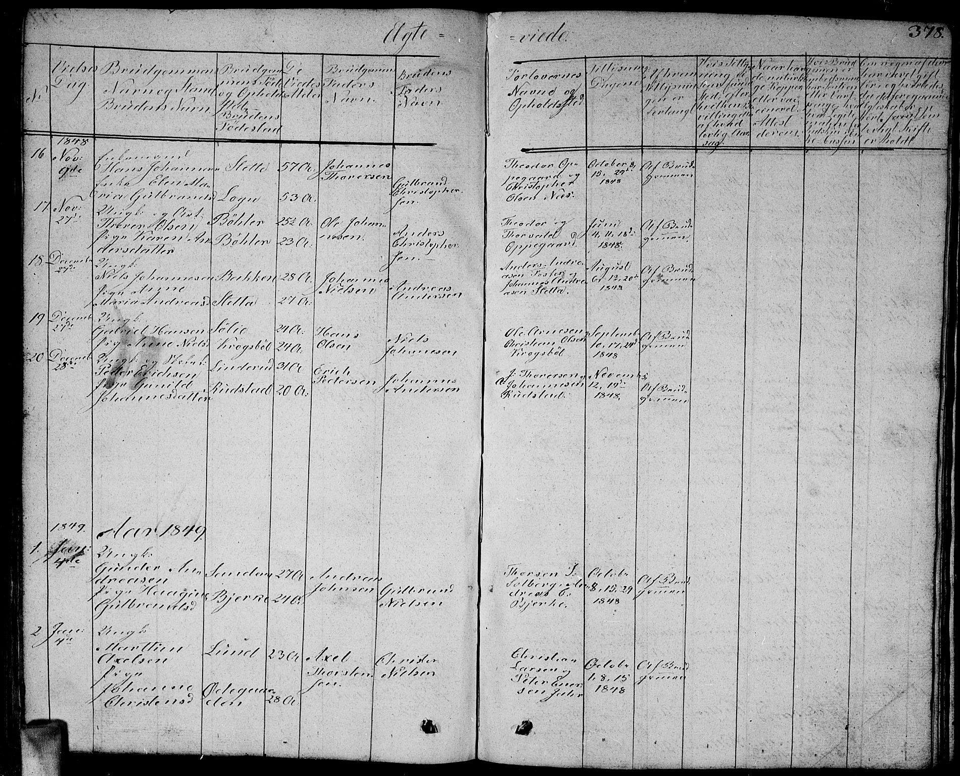 Enebakk prestekontor Kirkebøker, SAO/A-10171c/G/Ga/L0003: Parish register (copy) no. I 3, 1833-1849, p. 378