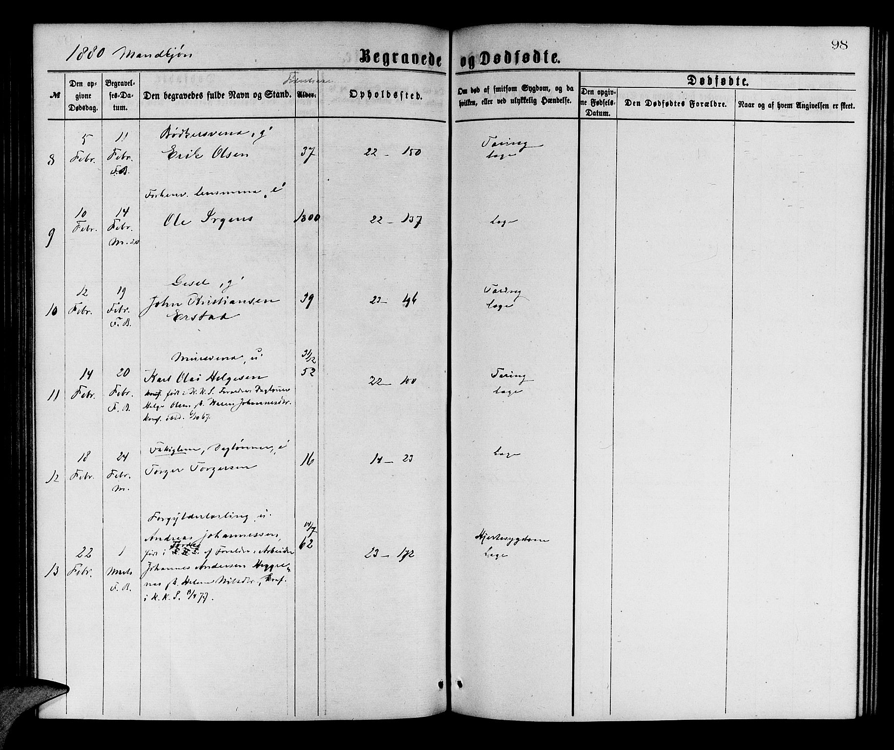 Korskirken sokneprestembete, SAB/A-76101/H/Hab: Parish register (copy) no. E 3, 1871-1883, p. 98