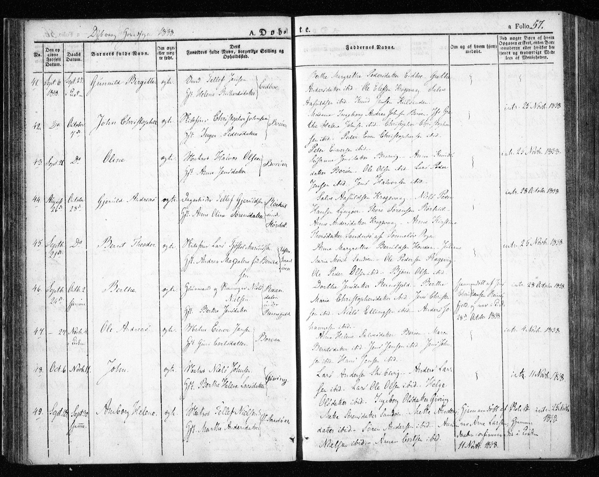 Dypvåg sokneprestkontor, AV/SAK-1111-0007/F/Fa/Faa/L0004: Parish register (official) no. A 4, 1824-1840, p. 57