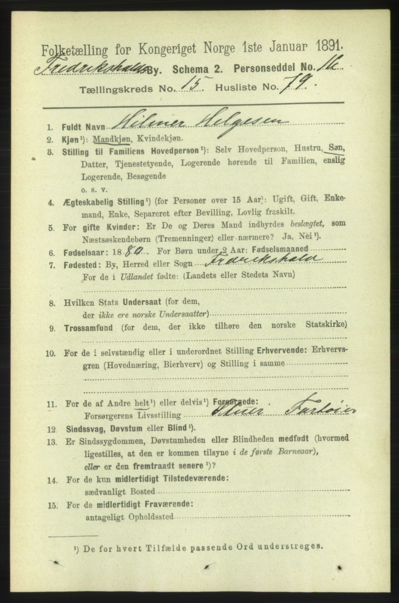 RA, 1891 census for 0101 Fredrikshald, 1891, p. 10361