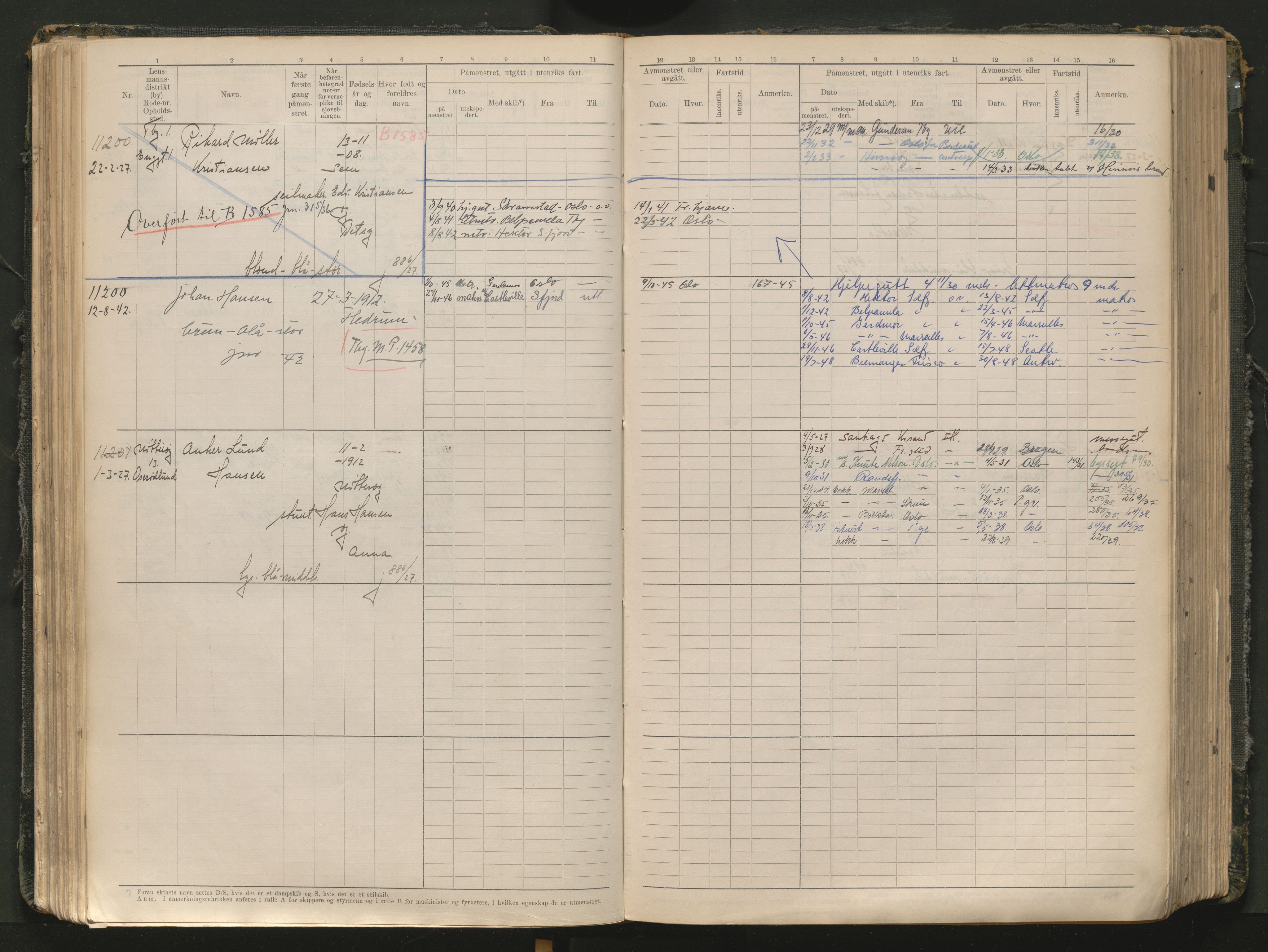 Tønsberg innrulleringskontor, AV/SAKO-A-786/F/Fc/Fcb/L0012: Hovedrulle Patent nr. 10828-12216, 1925-1948