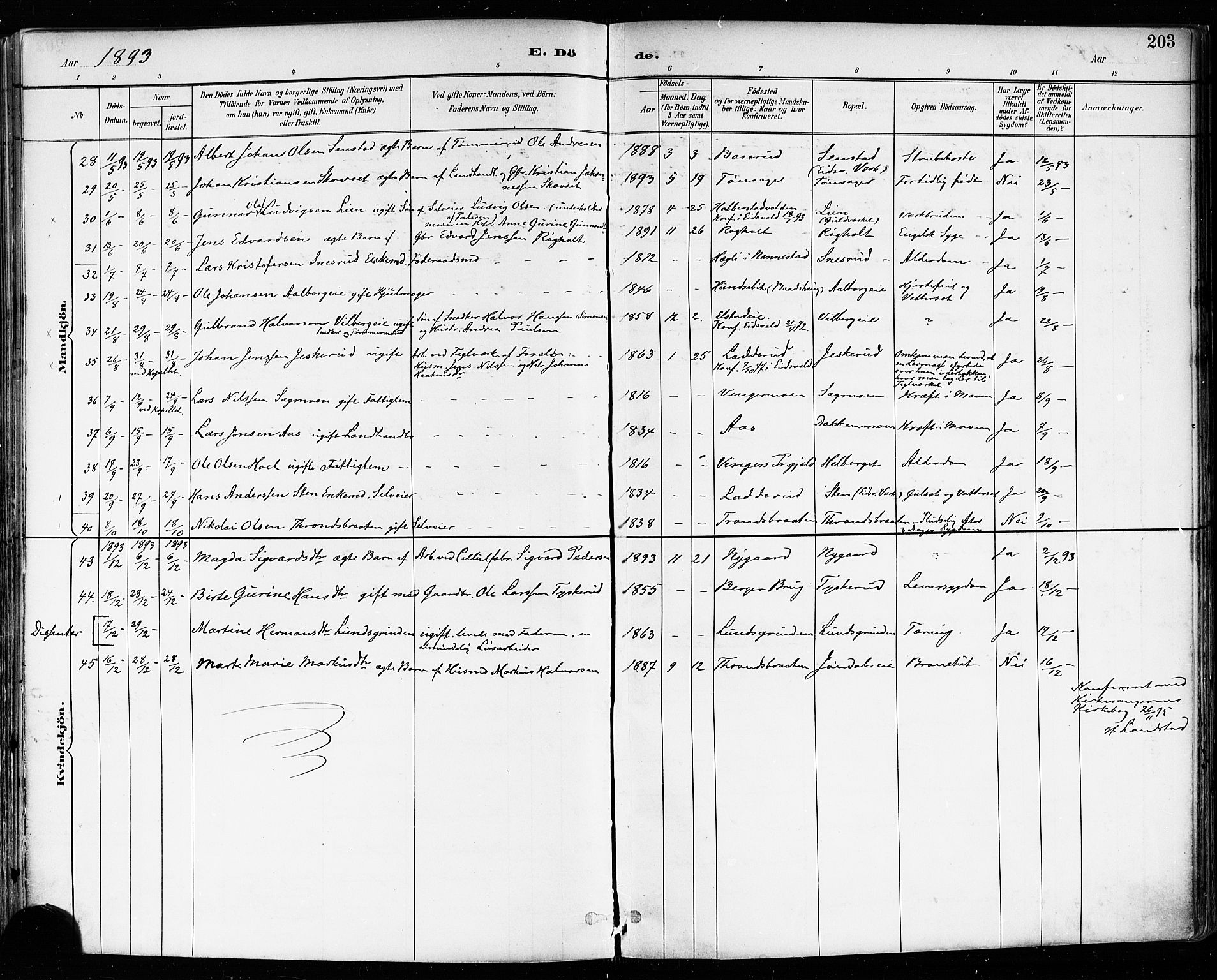 Eidsvoll prestekontor Kirkebøker, SAO/A-10888/F/Fa/L0004: Parish register (official) no. I 4, 1891-1900, p. 203