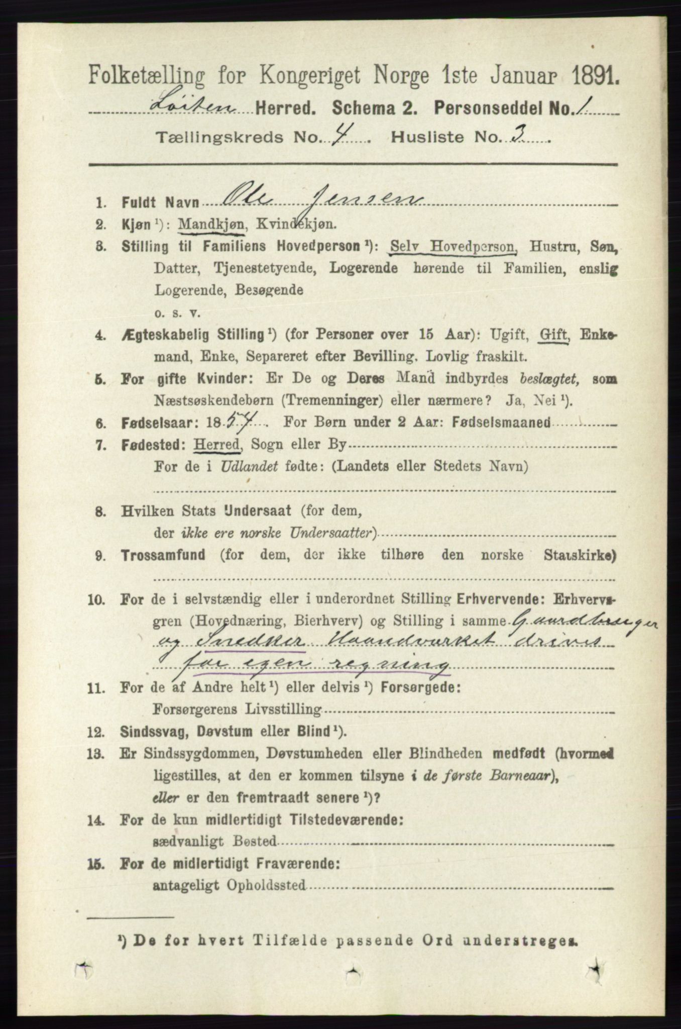 RA, 1891 census for 0415 Løten, 1891, p. 2791