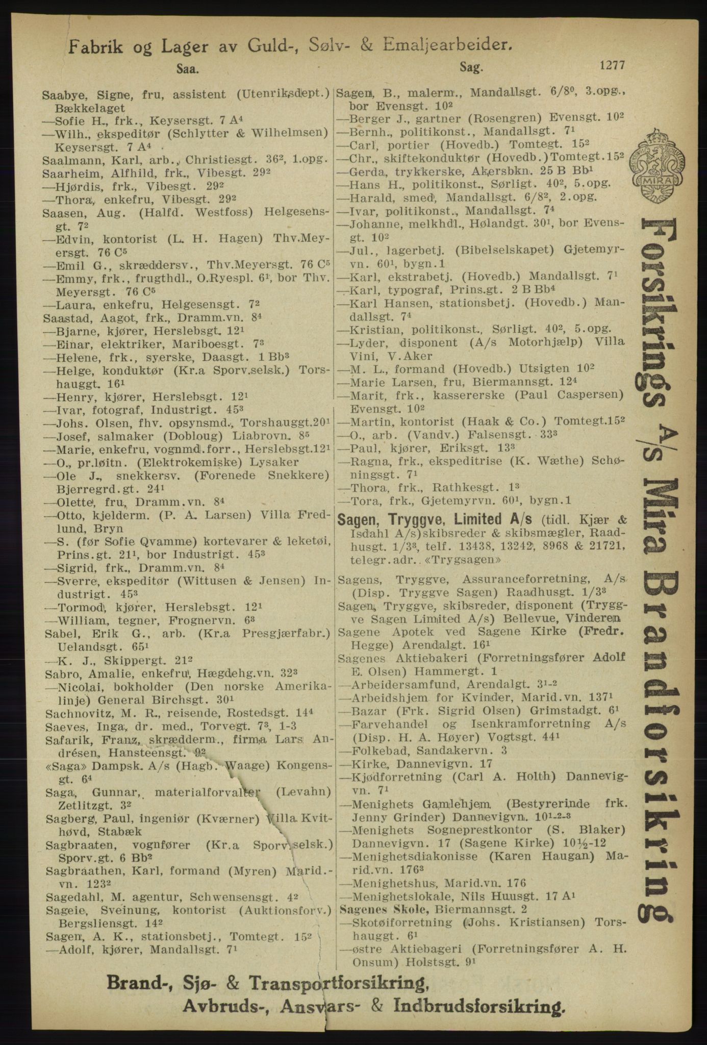 Kristiania/Oslo adressebok, PUBL/-, 1918, p. 1302