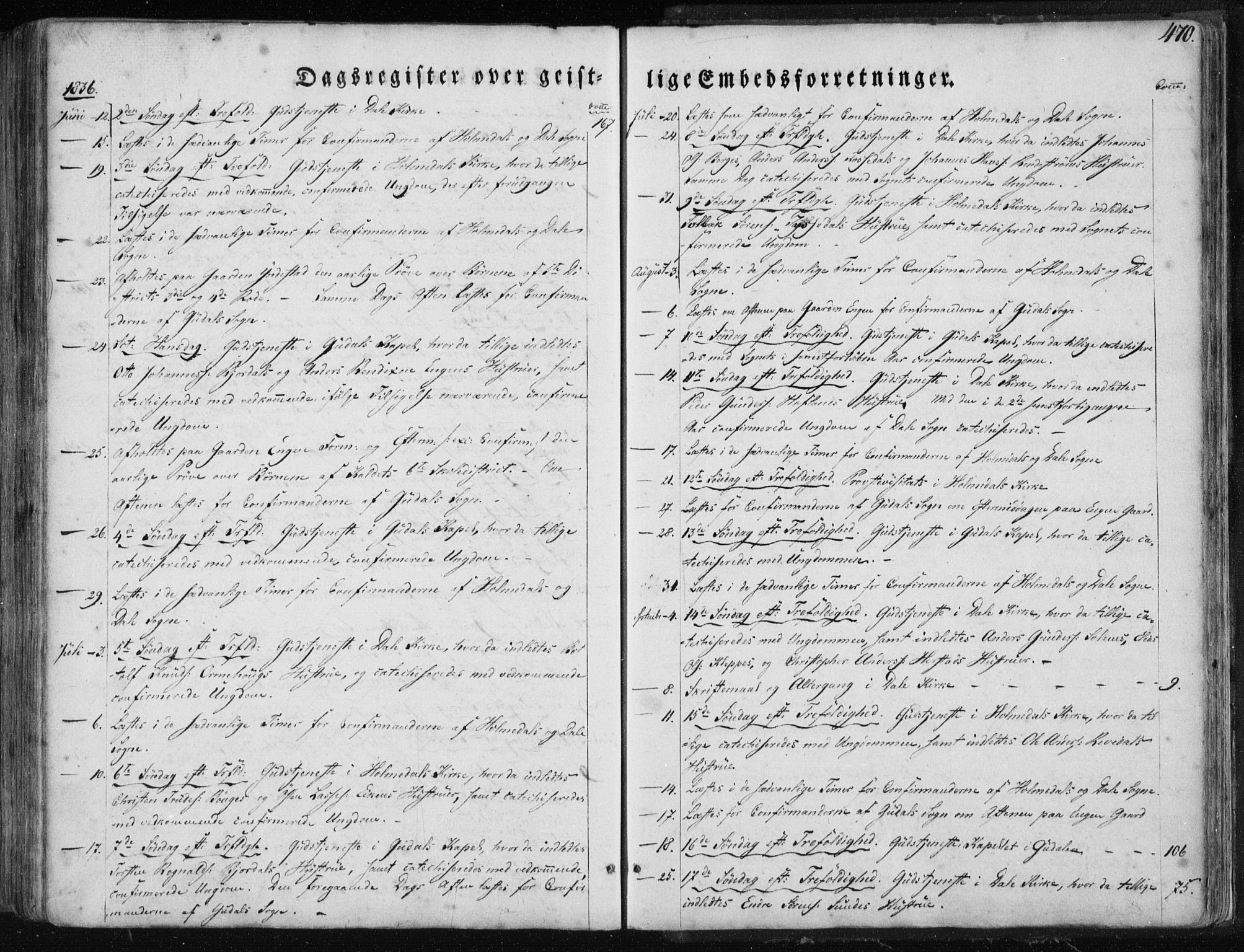 Fjaler sokneprestembete, SAB/A-79801/H/Haa/Haaa/L0006: Parish register (official) no. A 6, 1835-1884, p. 470