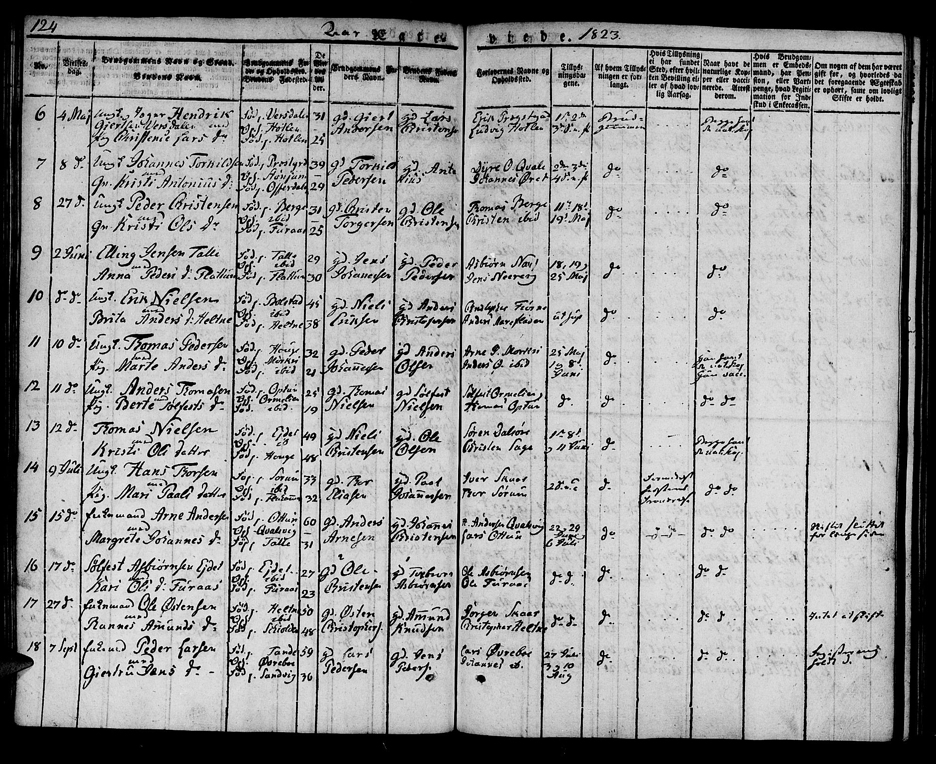 Luster sokneprestembete, AV/SAB-A-81101/H/Haa/Haaa/L0004: Parish register (official) no. A 4, 1821-1832, p. 124