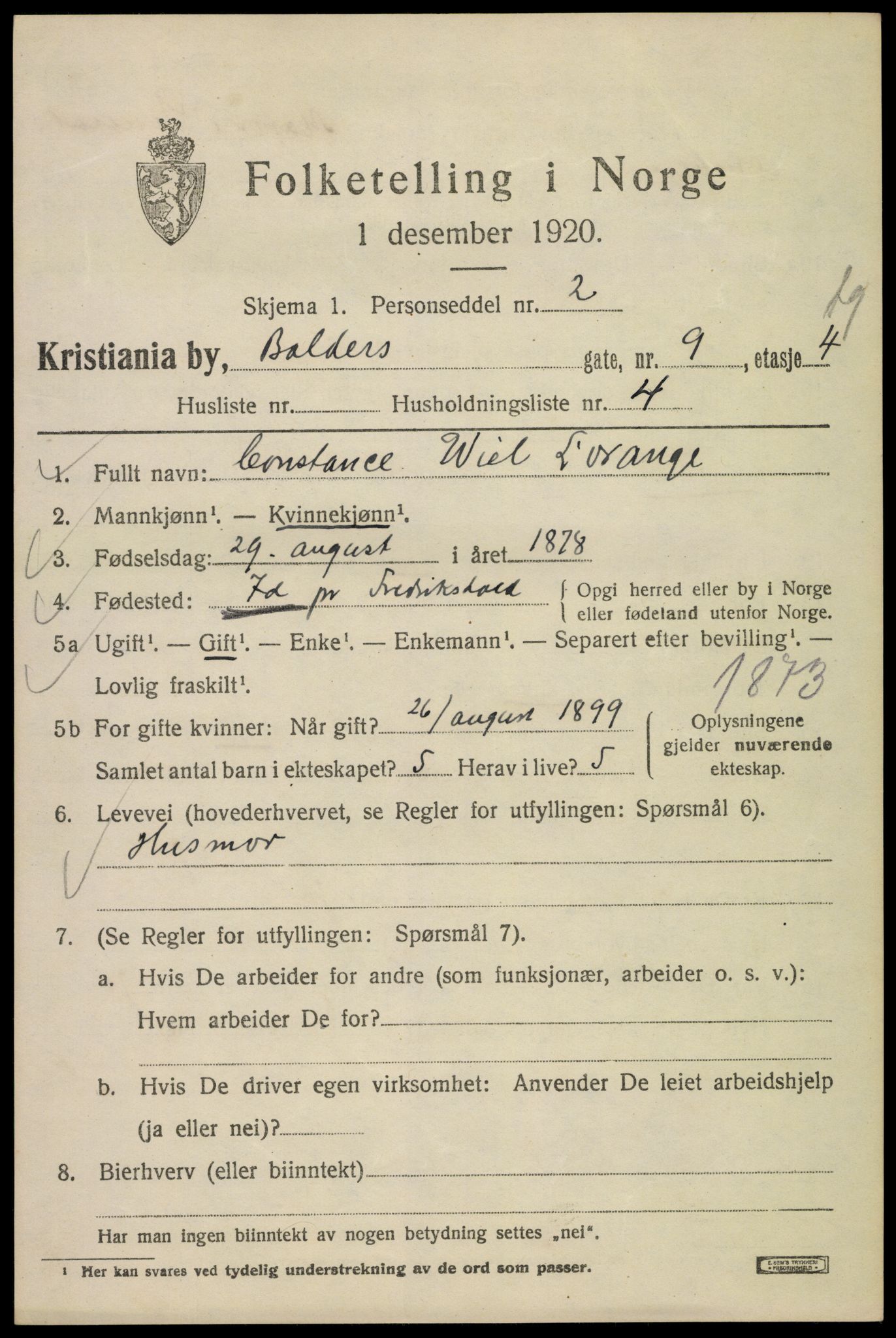 SAO, 1920 census for Kristiania, 1920, p. 149681