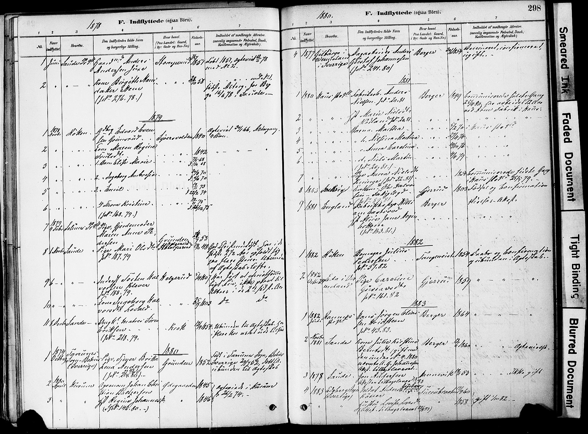 Strømm kirkebøker, AV/SAKO-A-322/F/Fa/L0004: Parish register (official) no. I 4, 1878-1899, p. 298