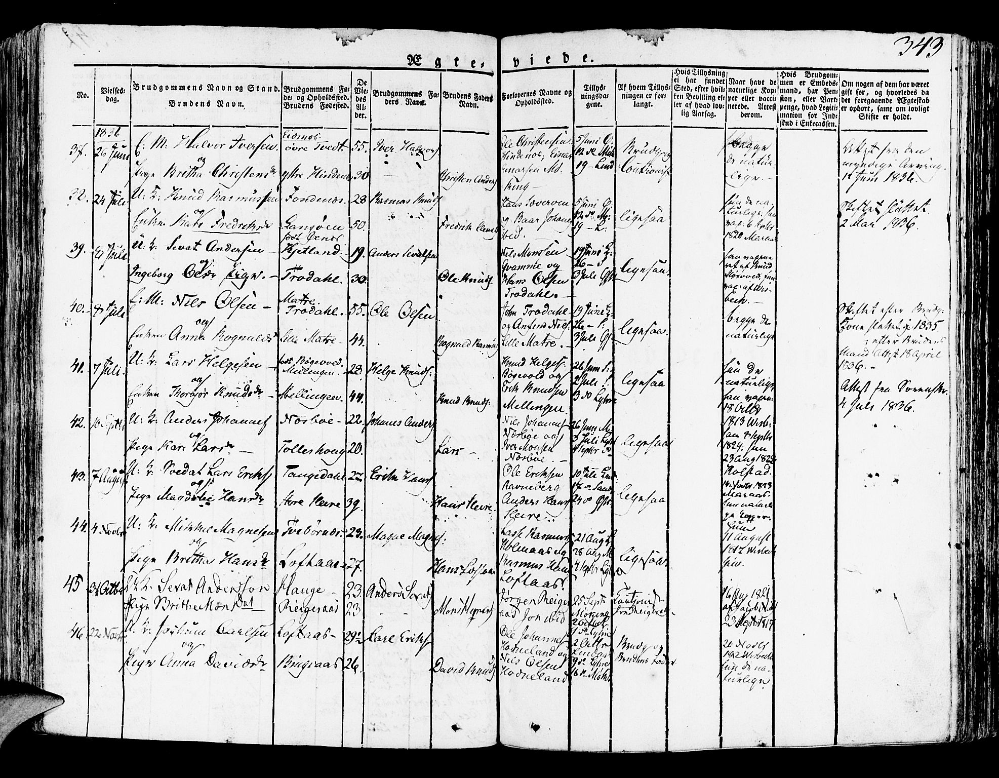 Lindås Sokneprestembete, AV/SAB-A-76701/H/Haa/Haaa/L0008: Parish register (official) no. A 8, 1823-1836, p. 343