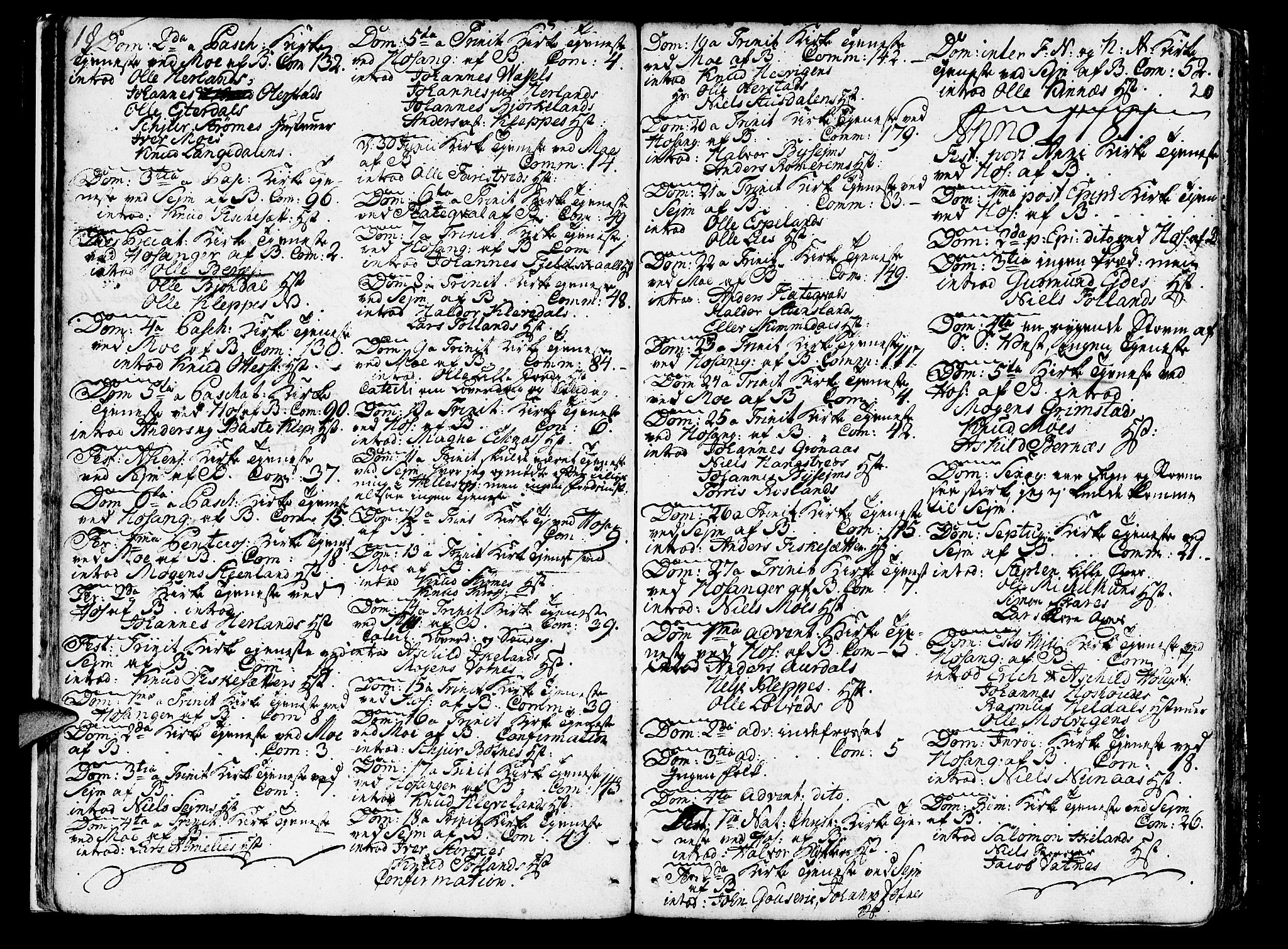 Hosanger sokneprestembete, AV/SAB-A-75801/H/Haa: Parish register (official) no. A 2 /1, 1766-1793, p. 20