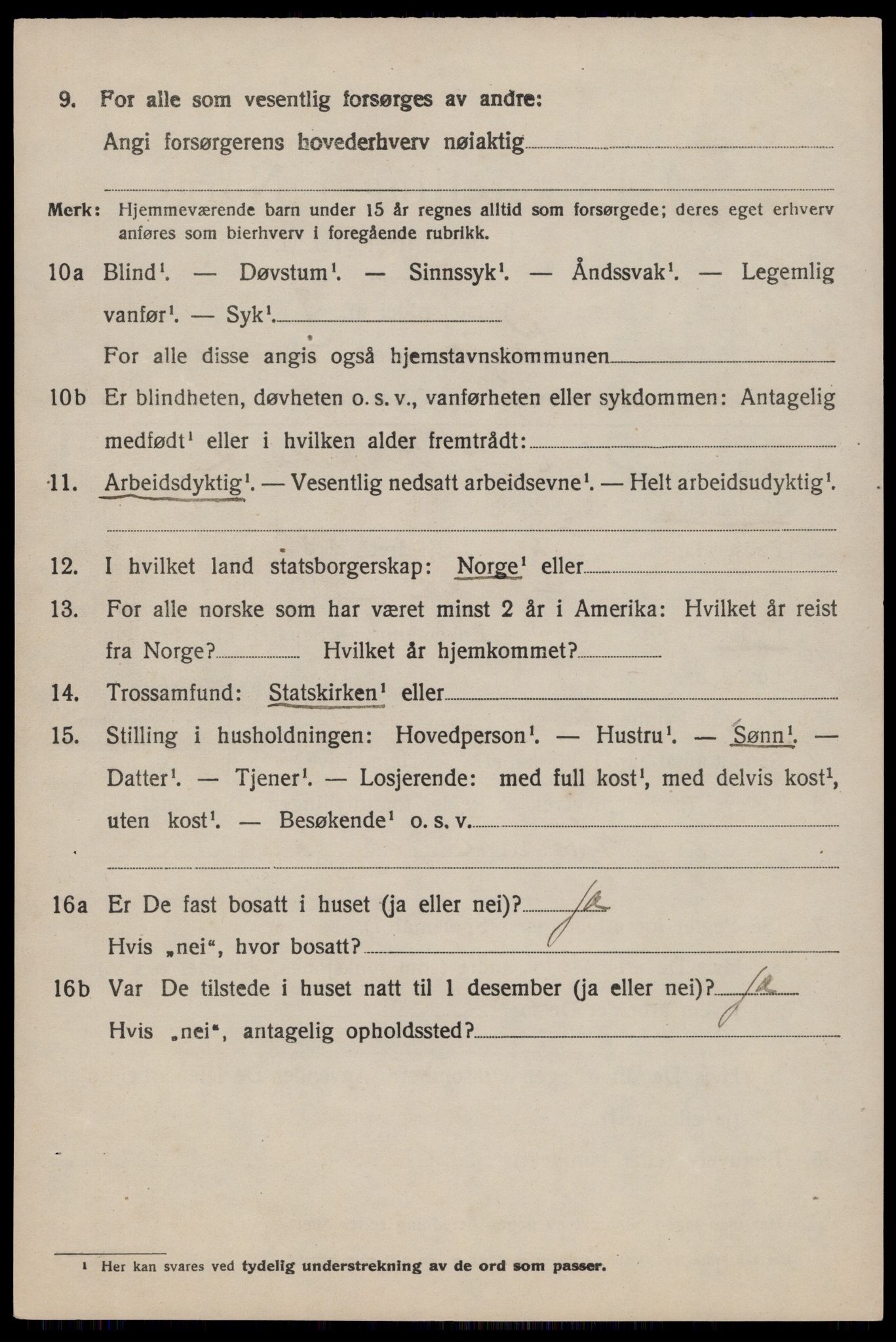 SAST, 1920 census for Sauda, 1920, p. 5263