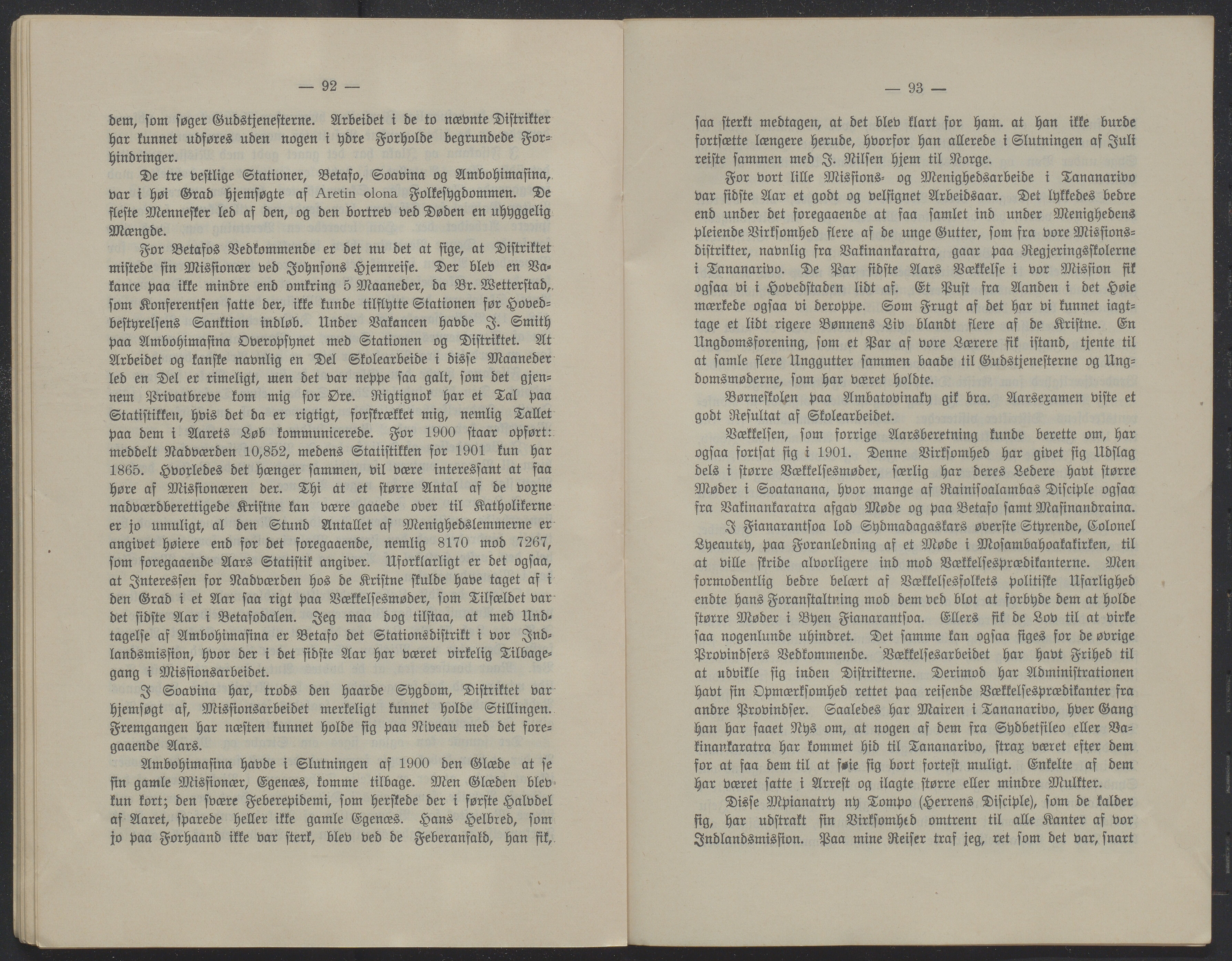 Det Norske Misjonsselskap - hovedadministrasjonen, VID/MA-A-1045/D/Db/Dba/L0340/0002: Beretninger, Bøker, Skrifter o.l   / Årsberetninger. Heftet. 60. , 1901, p. 92-93