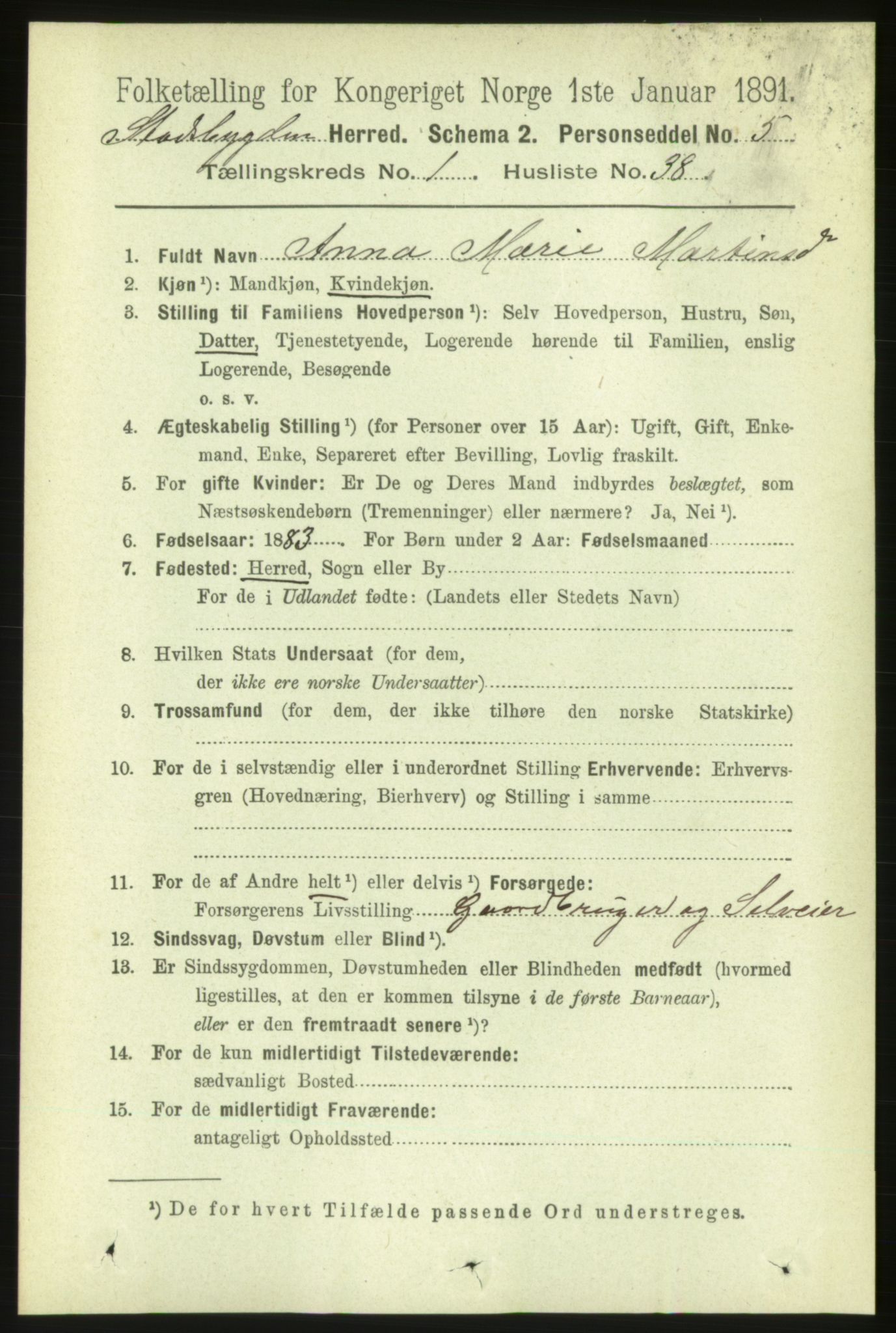 RA, 1891 census for 1625 Stadsbygd, 1891, p. 360