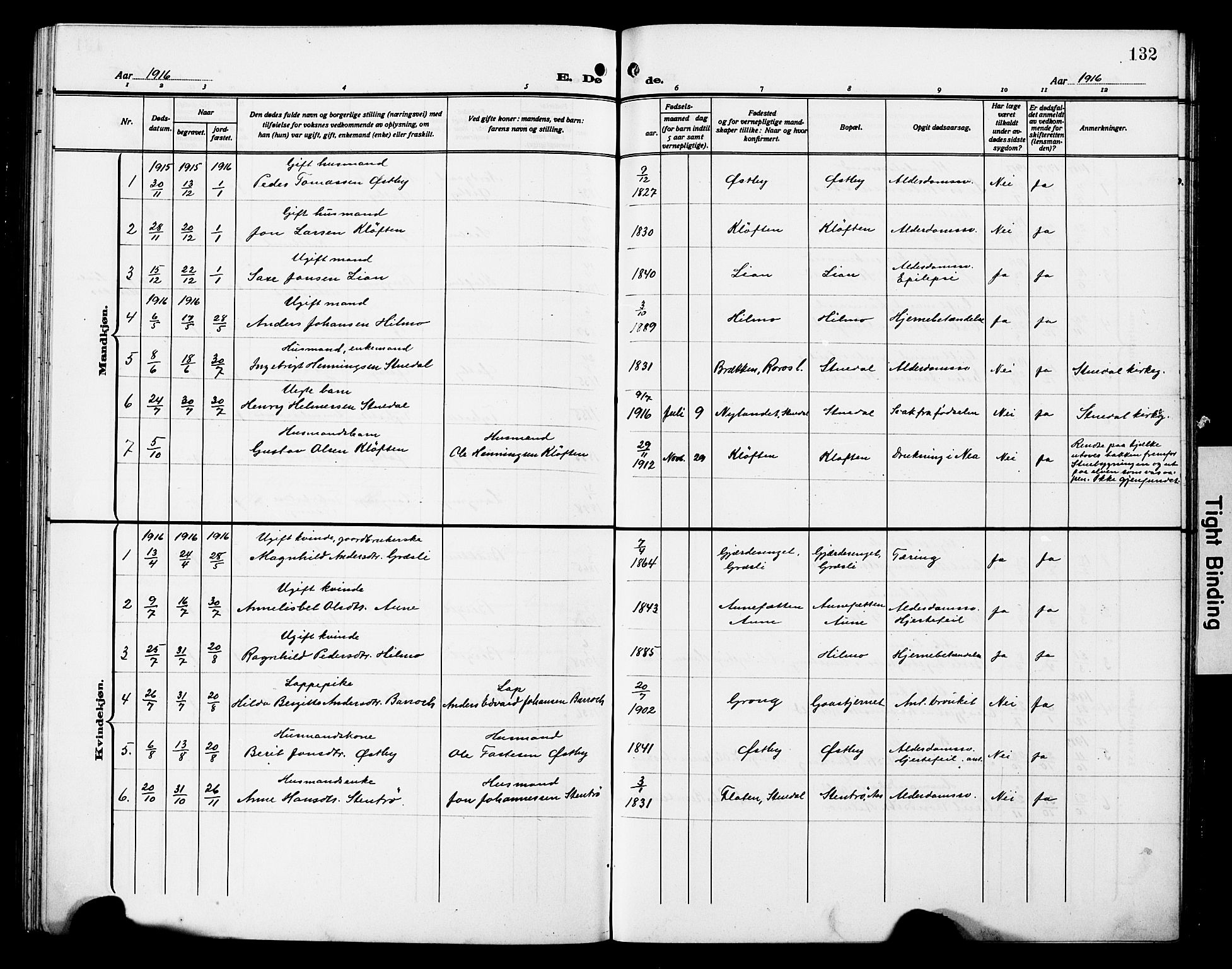 Ministerialprotokoller, klokkerbøker og fødselsregistre - Sør-Trøndelag, SAT/A-1456/698/L1168: Parish register (copy) no. 698C05, 1908-1930, p. 132