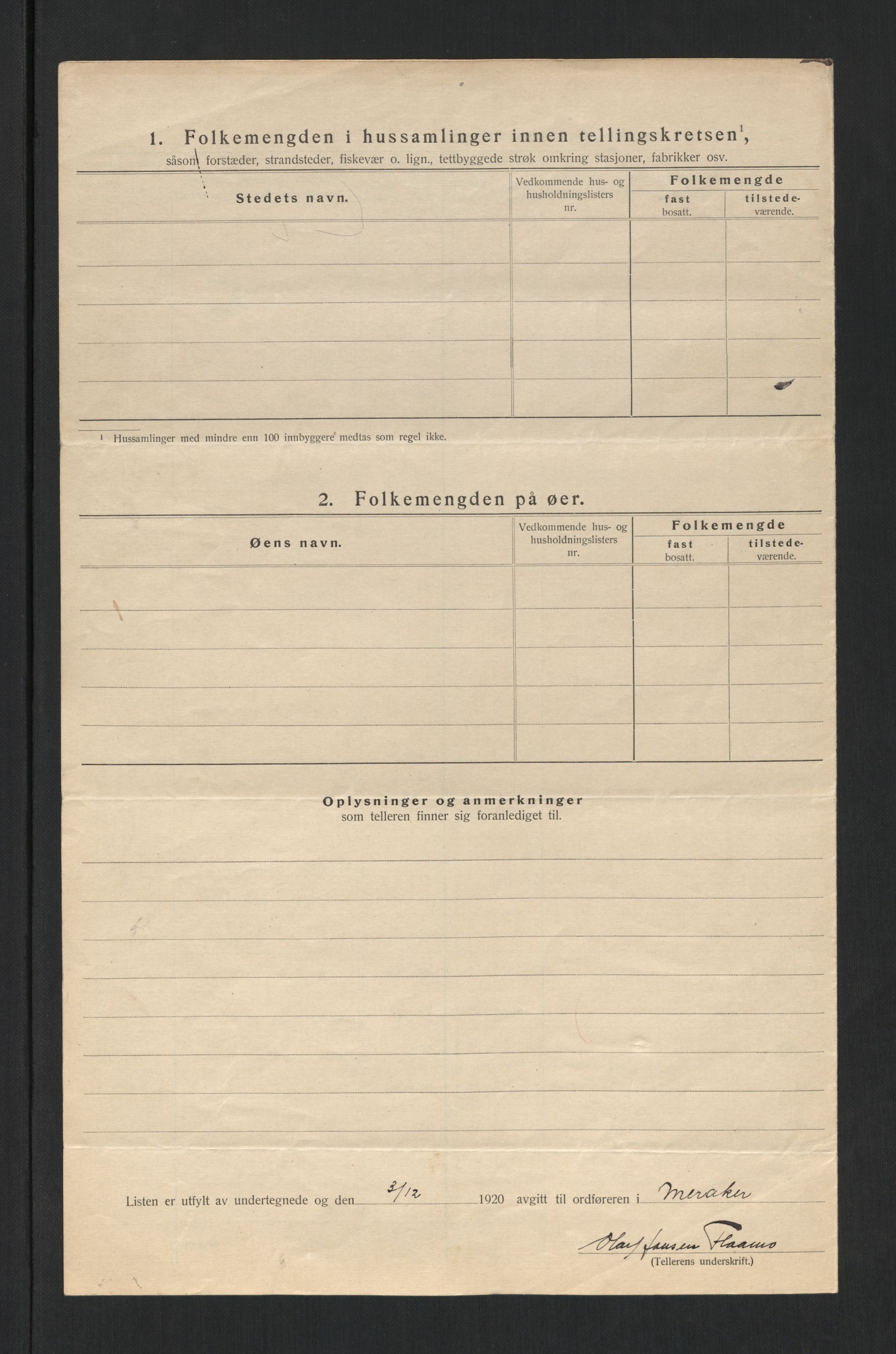 SAT, 1920 census for Meråker, 1920, p. 25